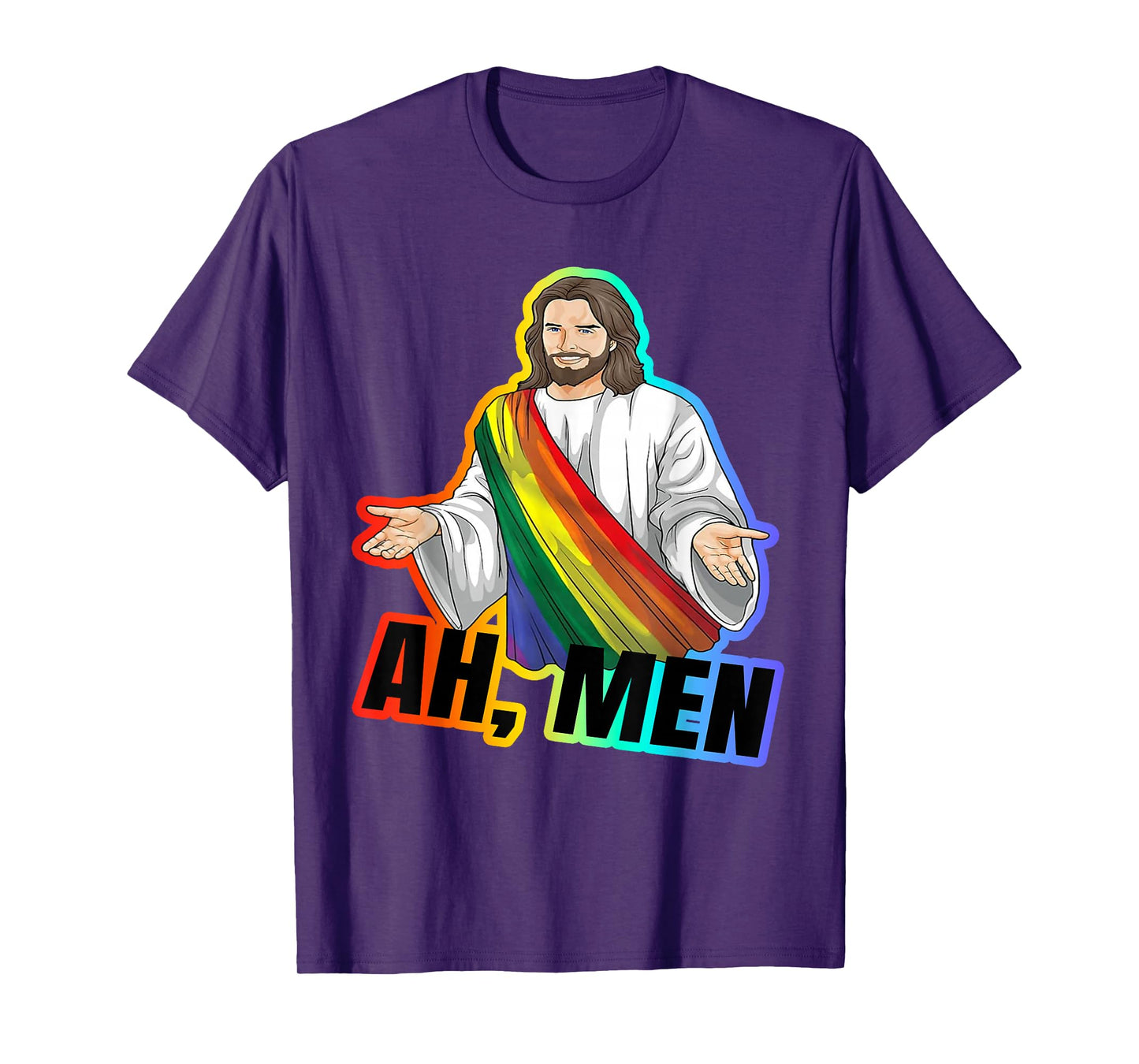 Ah, Men Gay Jesus Funny LGBTQ Pride Atheist Meme Tee T-Shirt