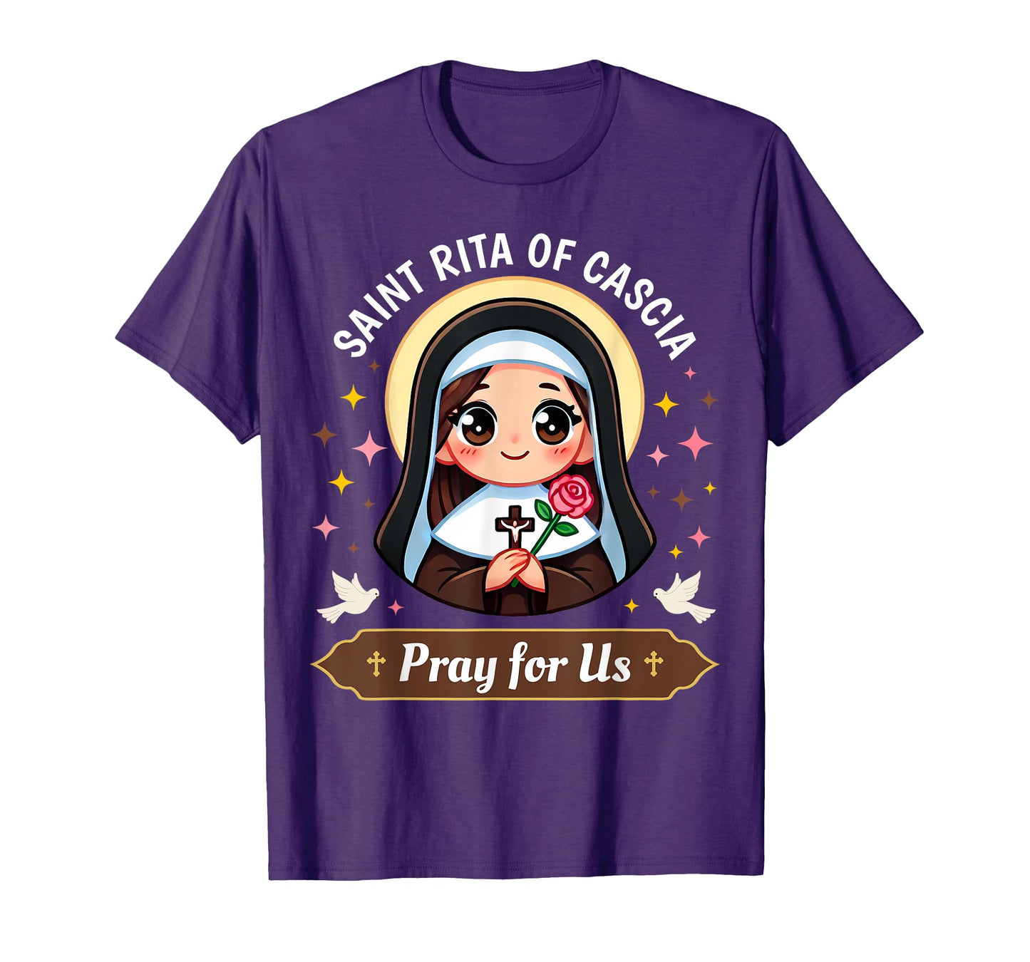 St Rita of Cascia Pray for Us Devotional Catholic for Kids T-Shirt