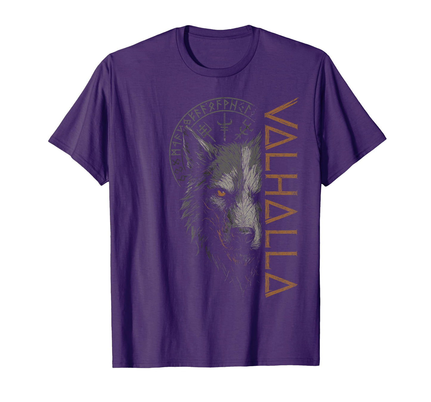 Valhalla Wolf Nordic Compass Odin Runes Vikings Vegvisir T-Shirt