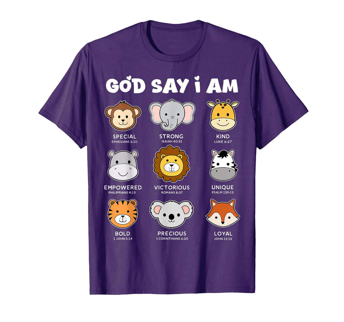 God Say I Am Strong Funny Zoo Animals Toddler Boy Kids Son T-Shirt