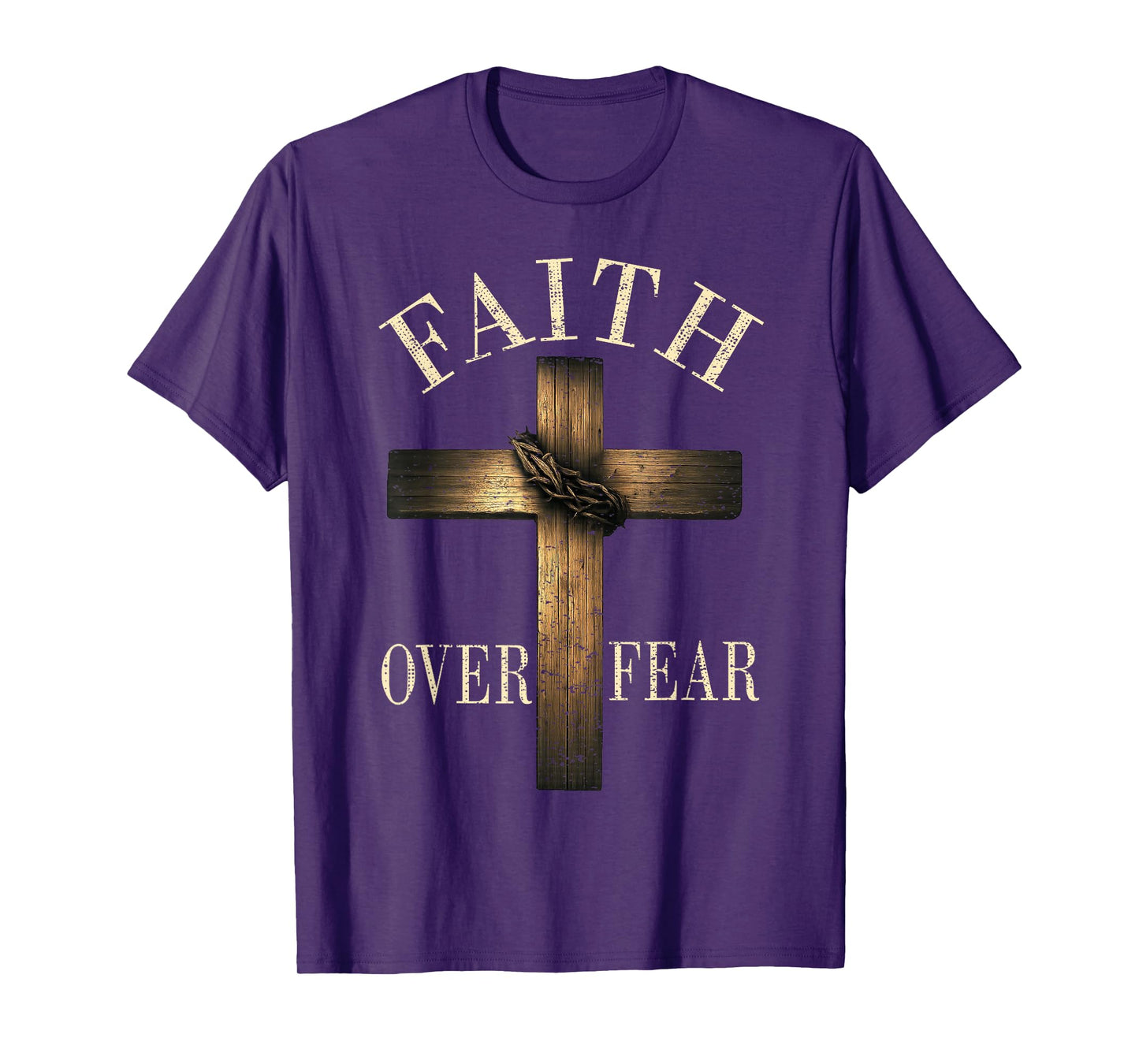 Jesus Faith Over Fear Christian Cross God Faith Bible Pray T-Shirt