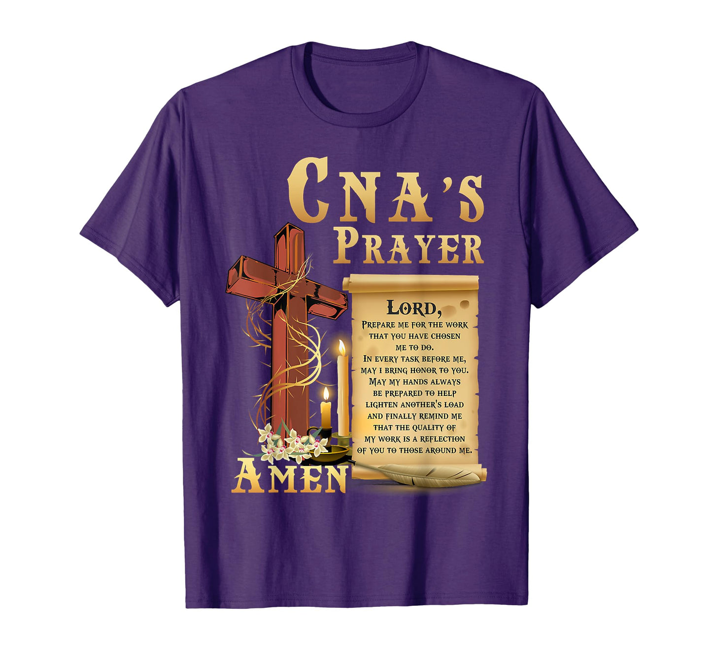 CNA Prayer Amen Certified Nursing Assistant Jesus Christian T-Shirt