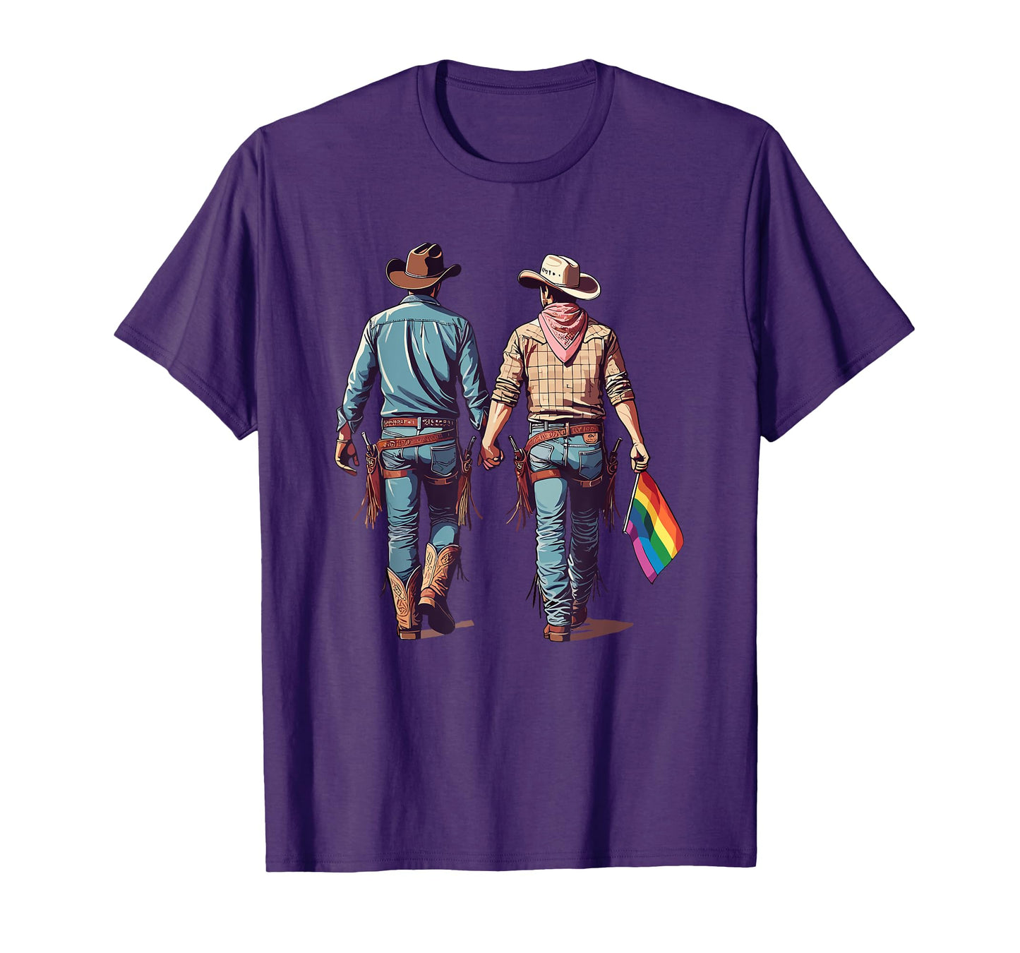 Gay Cowboy Western LGBTQIA Cowboys Holding Hands T-Shirt