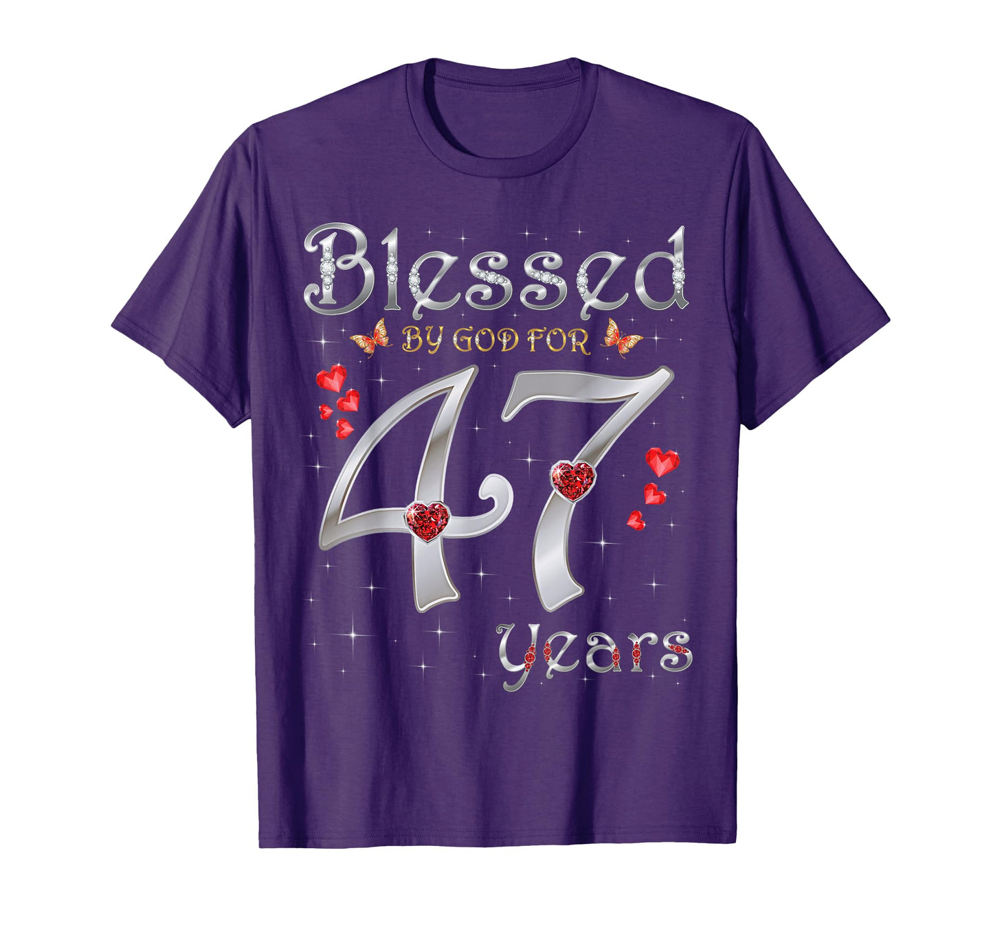 Blessed By God For 47 Years Old 47th Birthday Party Queen T-Shirt