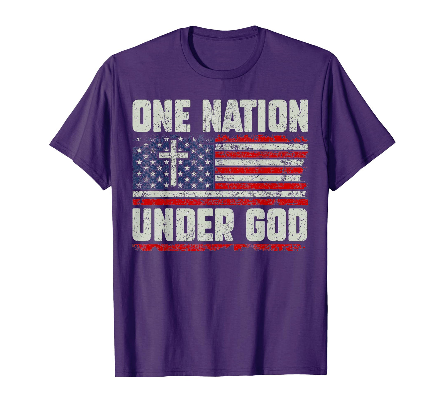 One Nation Under God Flag 4th Of July Patriotic Mens USA Tee T-Shirt
