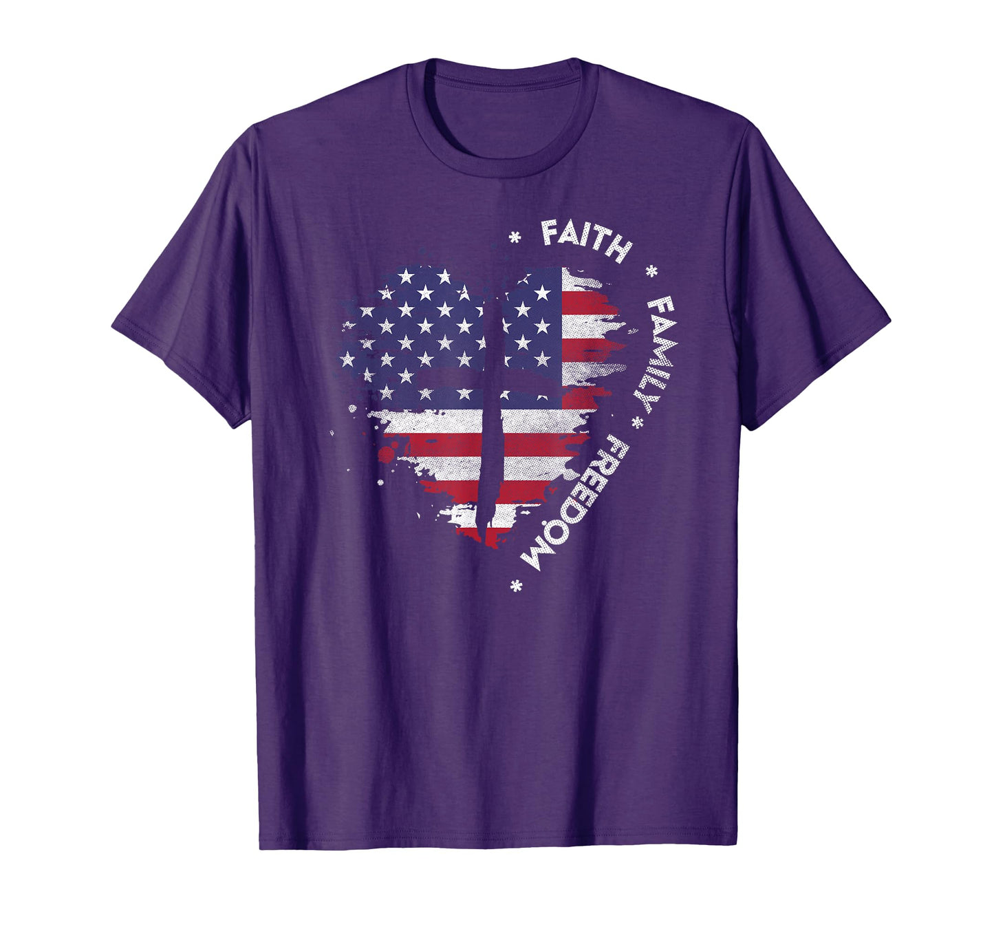 Faith Family Freedom Christian Cross Tee Bible Lover US Flag T-Shirt