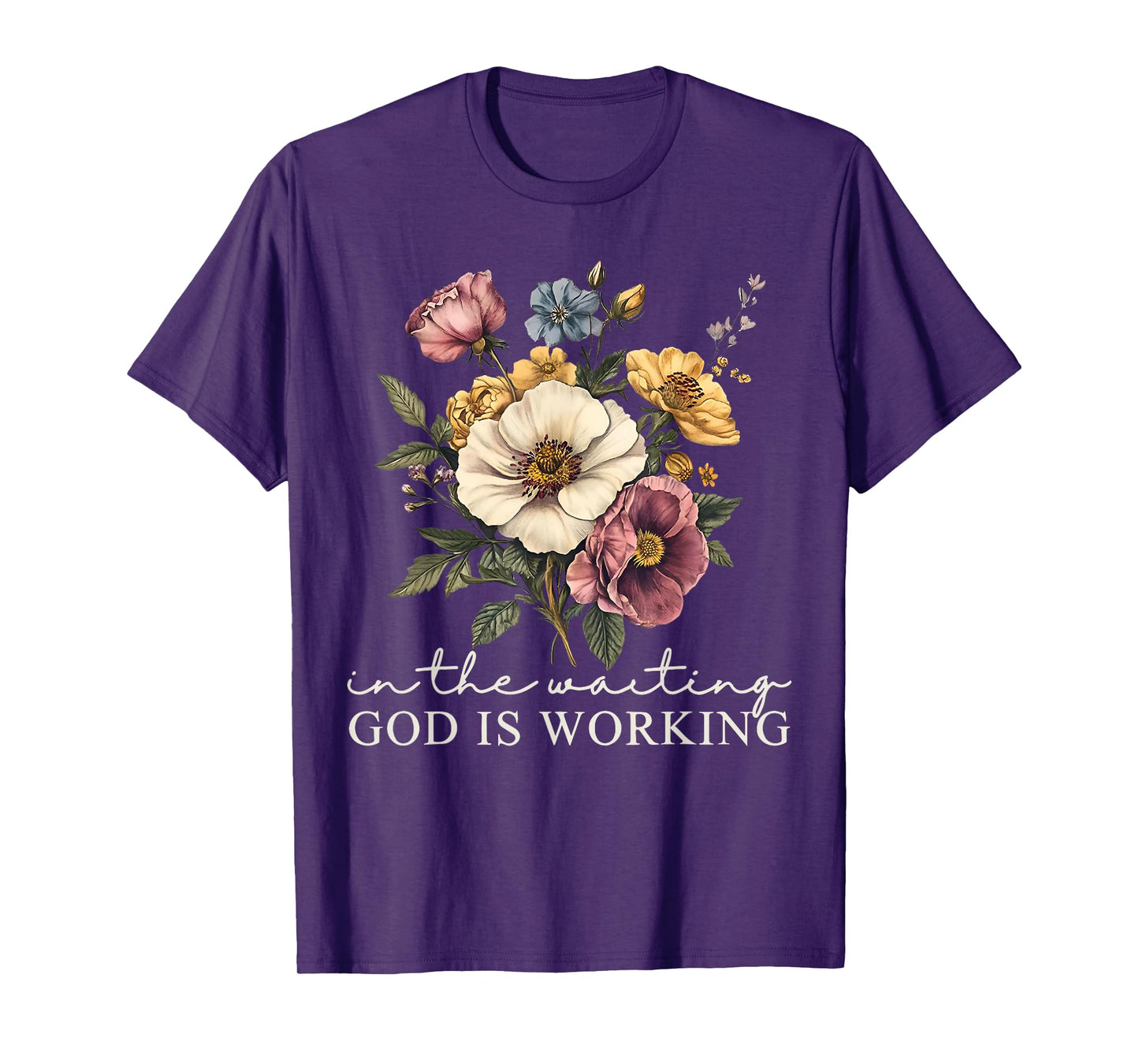 in The Waiting God is Working Jesus Christian Bible Verse T-Shirt