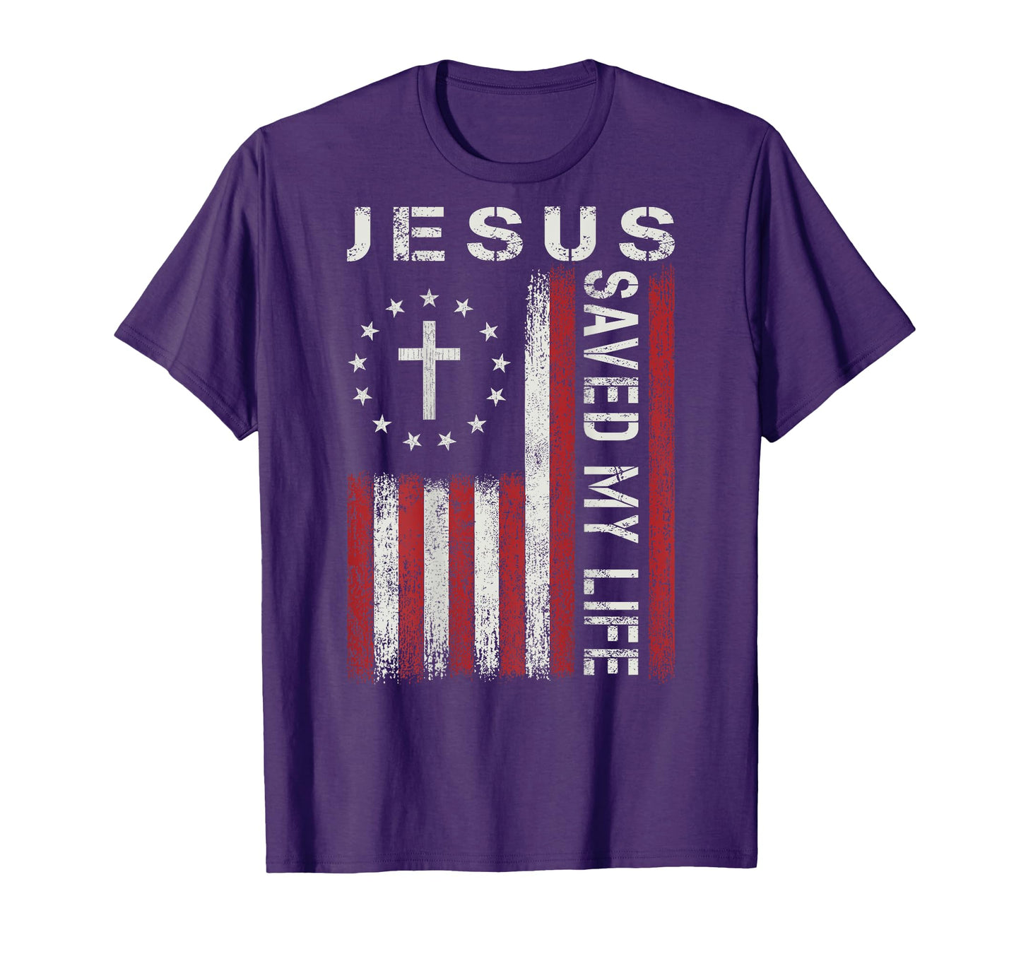 Jesus Saved My Life God Christian Faith Cross Flag Religious T-Shirt