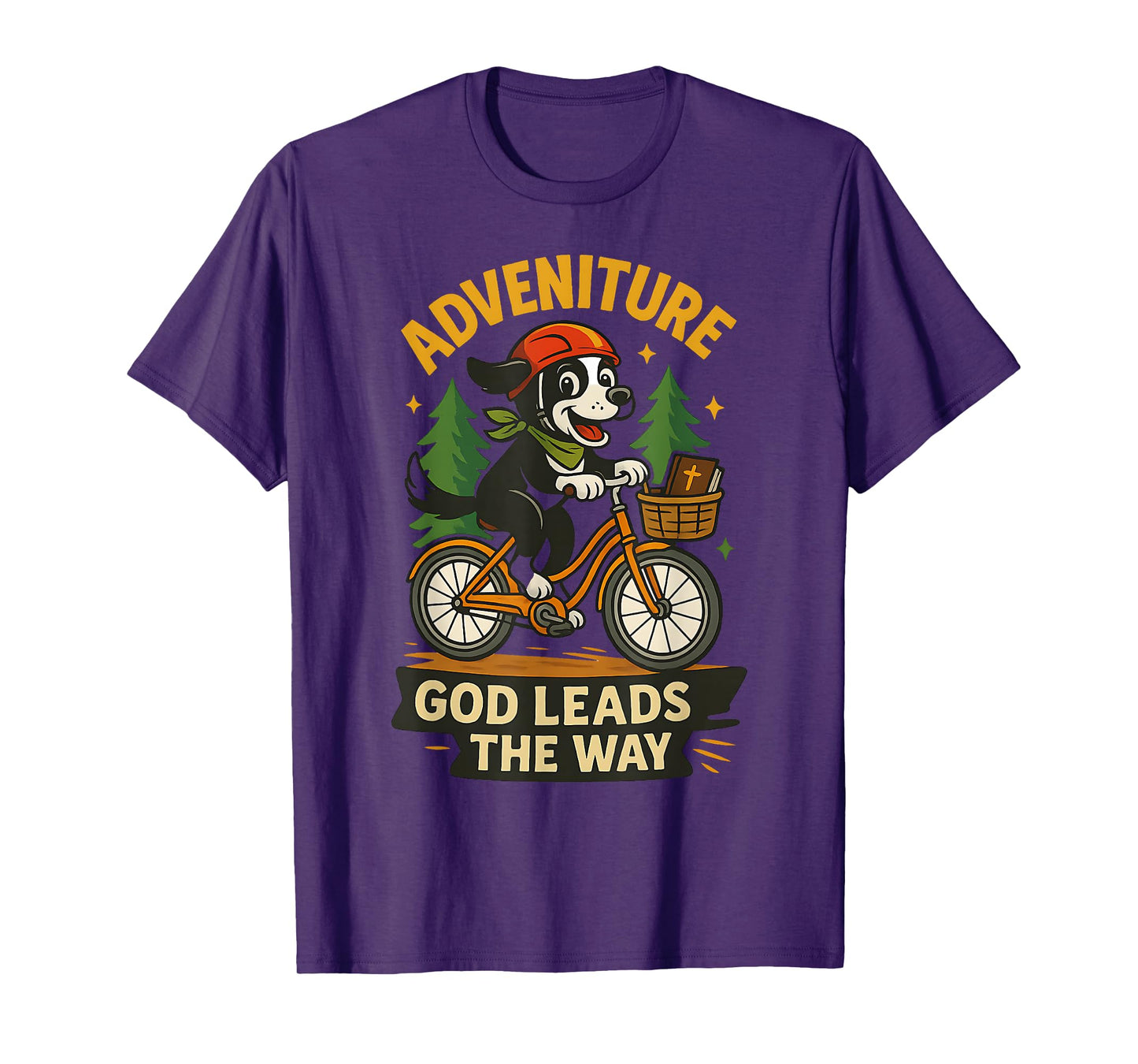 Adventure Dog Riding Bike God Leads Family Faith T-Shirt
