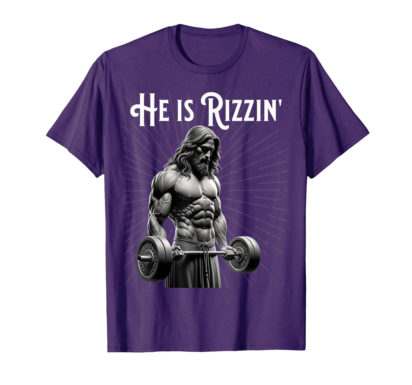 Gym Lifting Ripped Muscles He is Rizzin Jesus Weightlifting T-Shirt