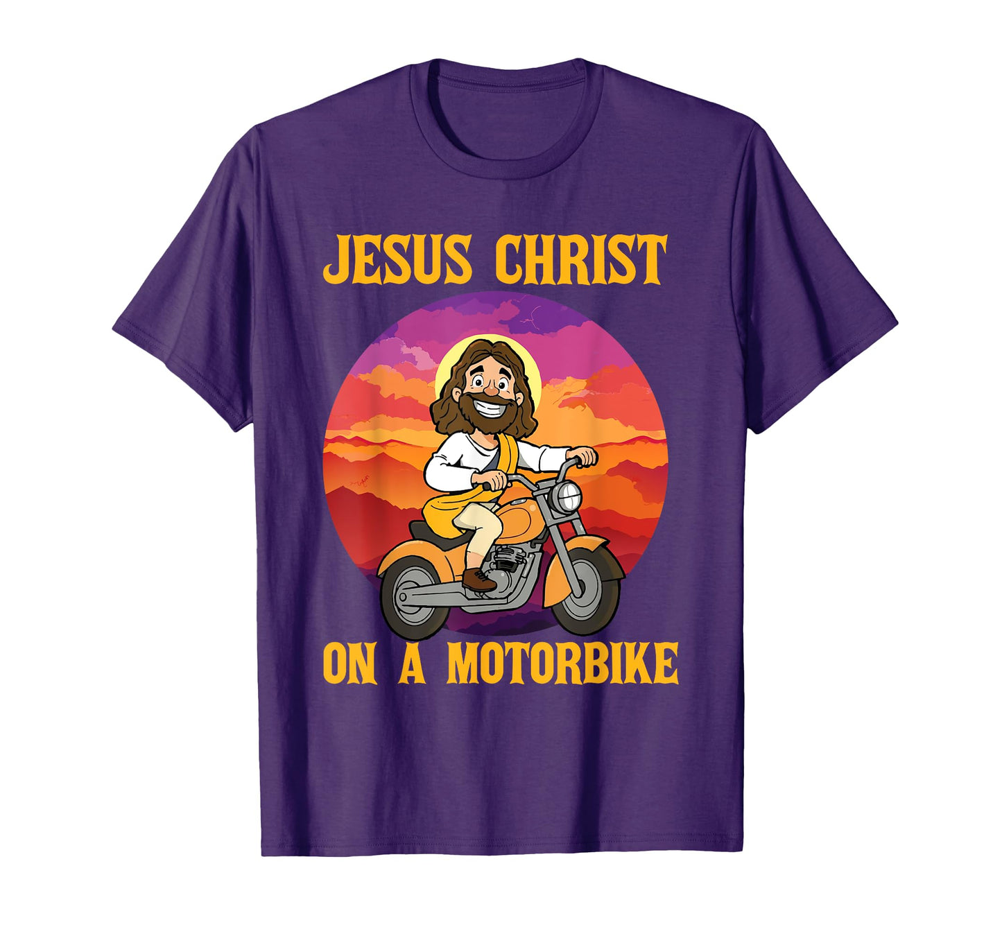 Funny Jesus on Motorbike Motorcycle Christian Rider Biker T-Shirt