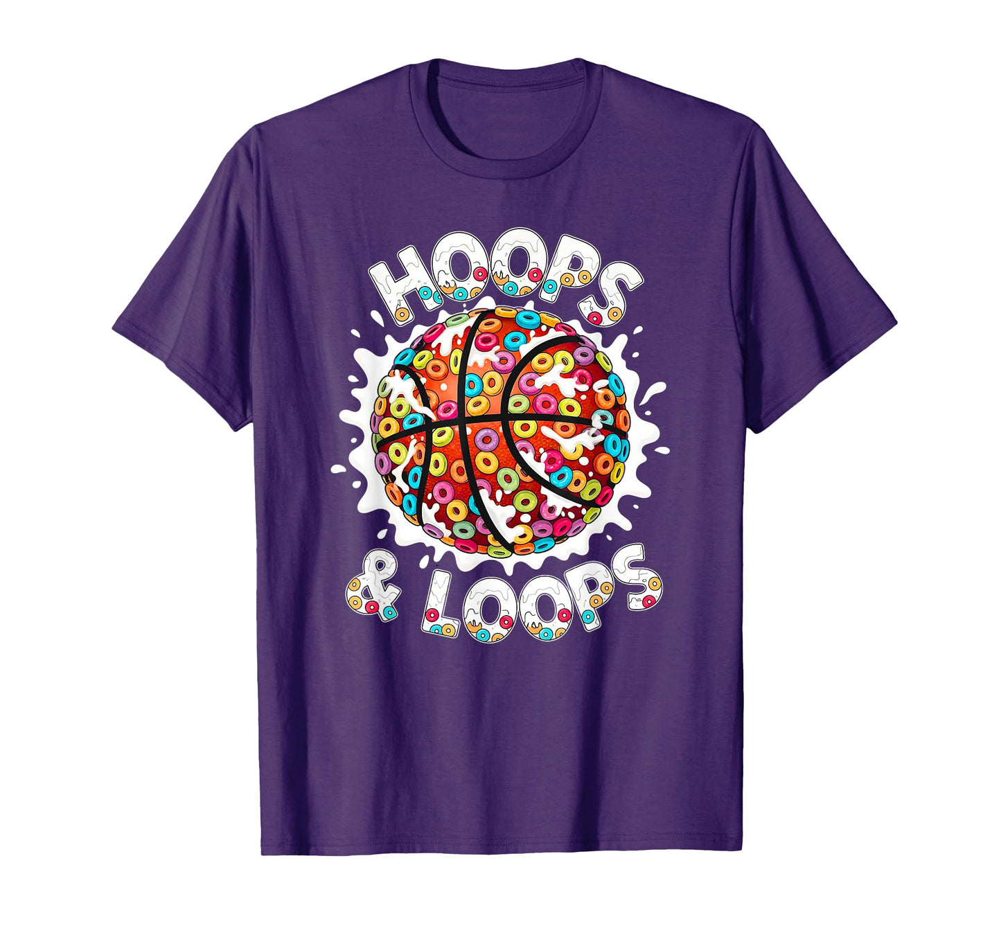 Loops & Hoops Basketball Slam Dunk Colorful Basketball Drip T-Shirt