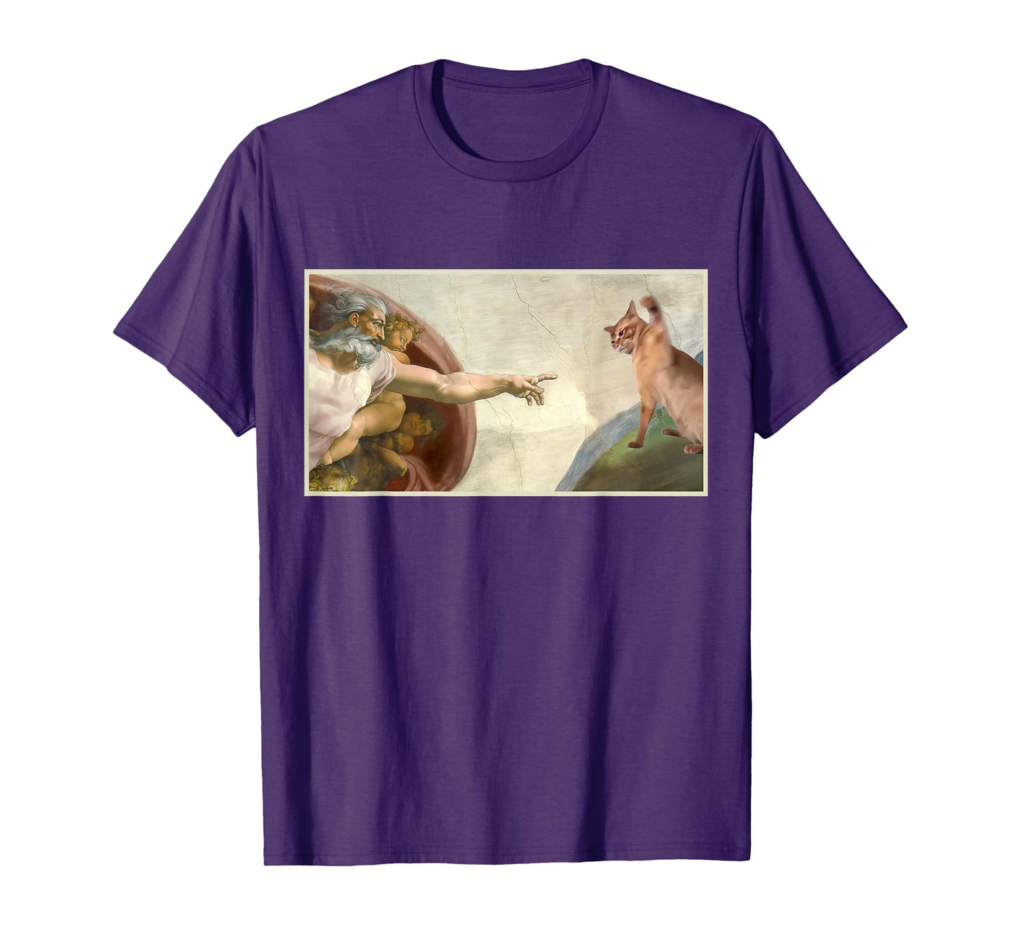 Almighty Slap Funny Cat God Creation of Adam Meme Jesus Art T-Shirt for Men Women Kids