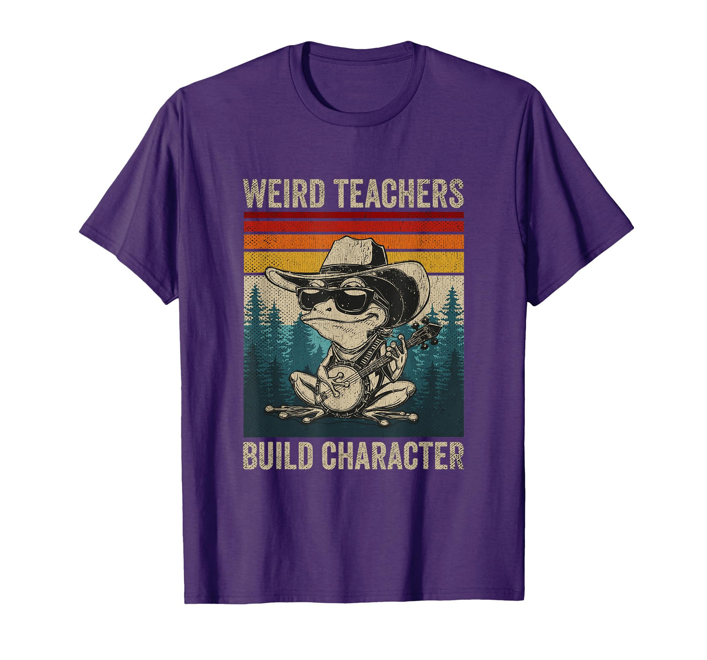 Weird Teachers Build Character Funny Teacher Retro Frog T-Shirt