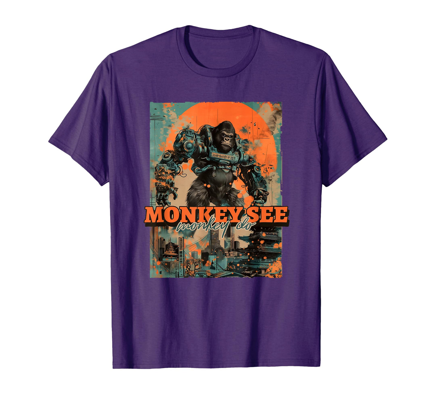 Monkey See Monkey Do (Funny Statement & Gorilla Ape Graphic) T-Shirt