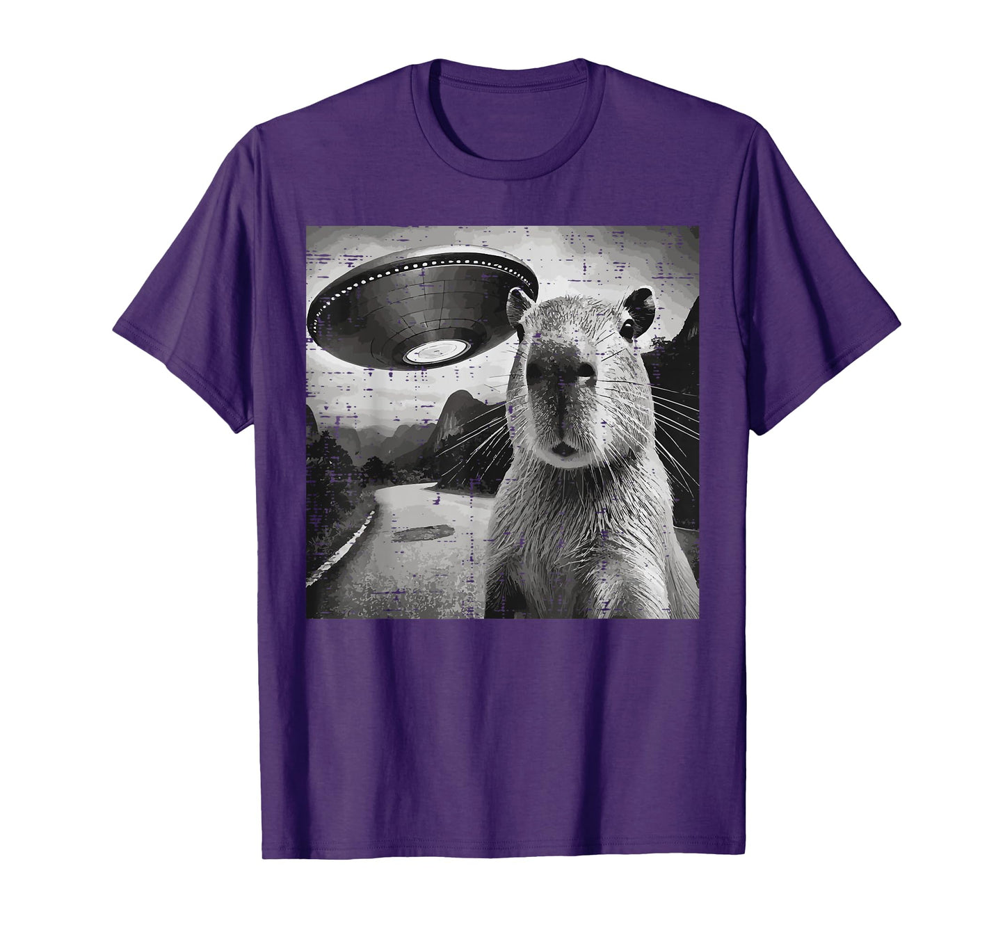 Capybara Ufo Selfie Funny Meme Rodent Alien Men Women Kids T-Shirt