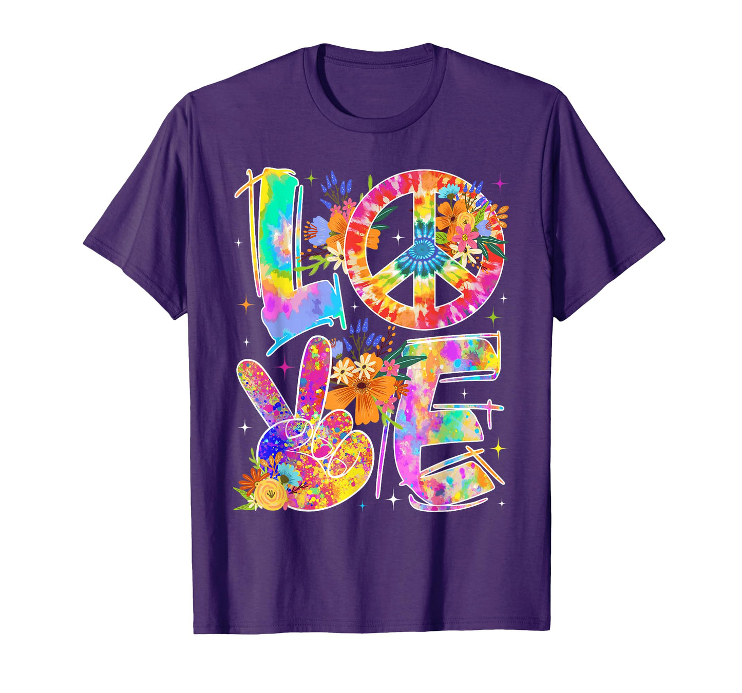 Groovy Hippie Style Love Tie Dye Peace Sign World Peace Day T-Shirt