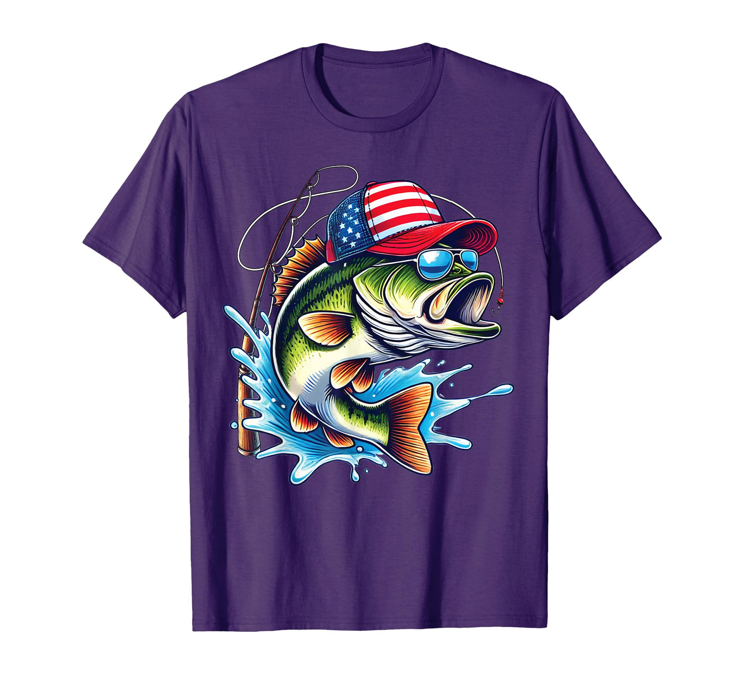 American Flag Fishing Lovers Fisherman Funny Fishing USA T-Shirt