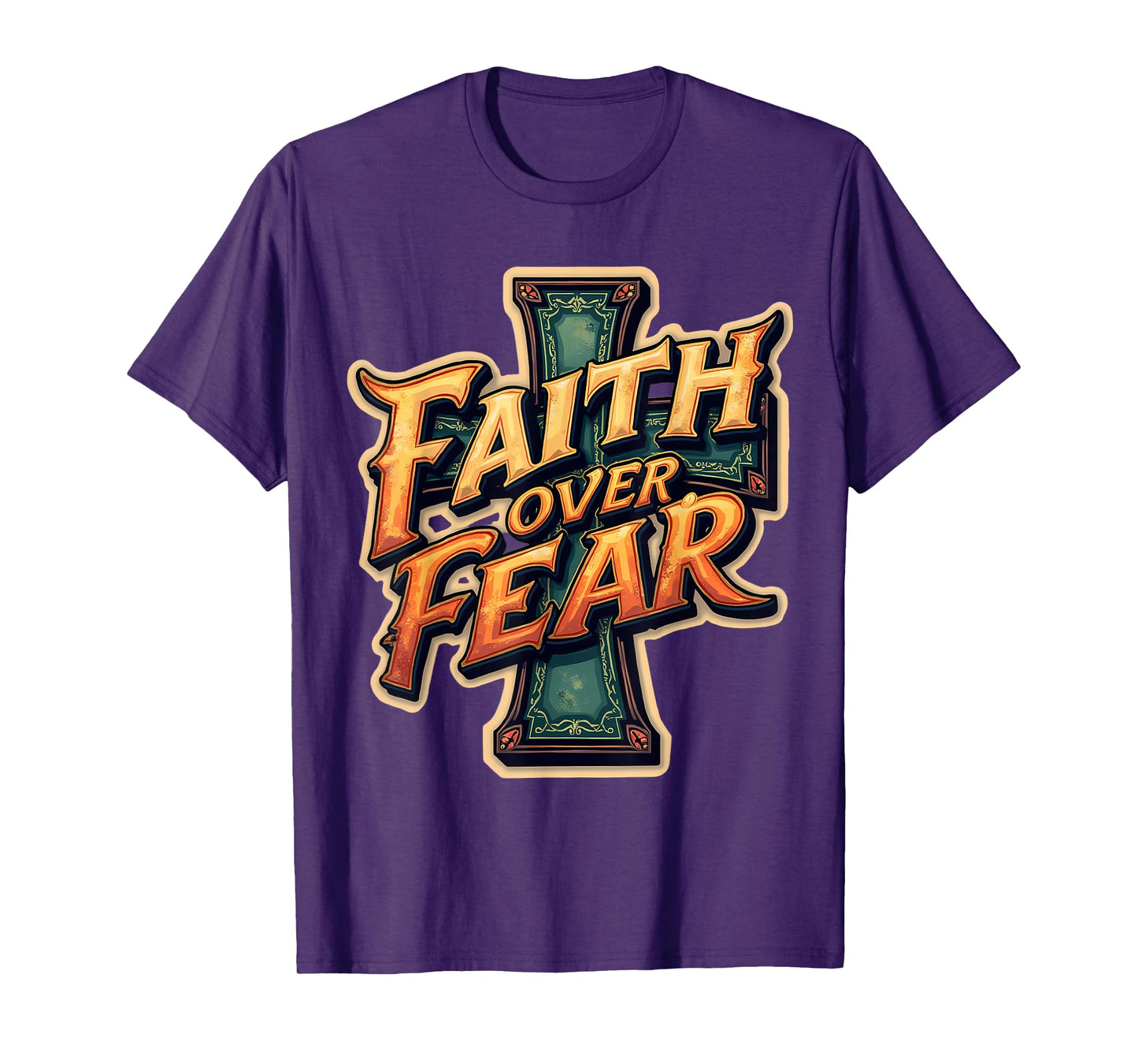 Faith Over Fear Christian Quote Cross Phrase Inspirational T-Shirt