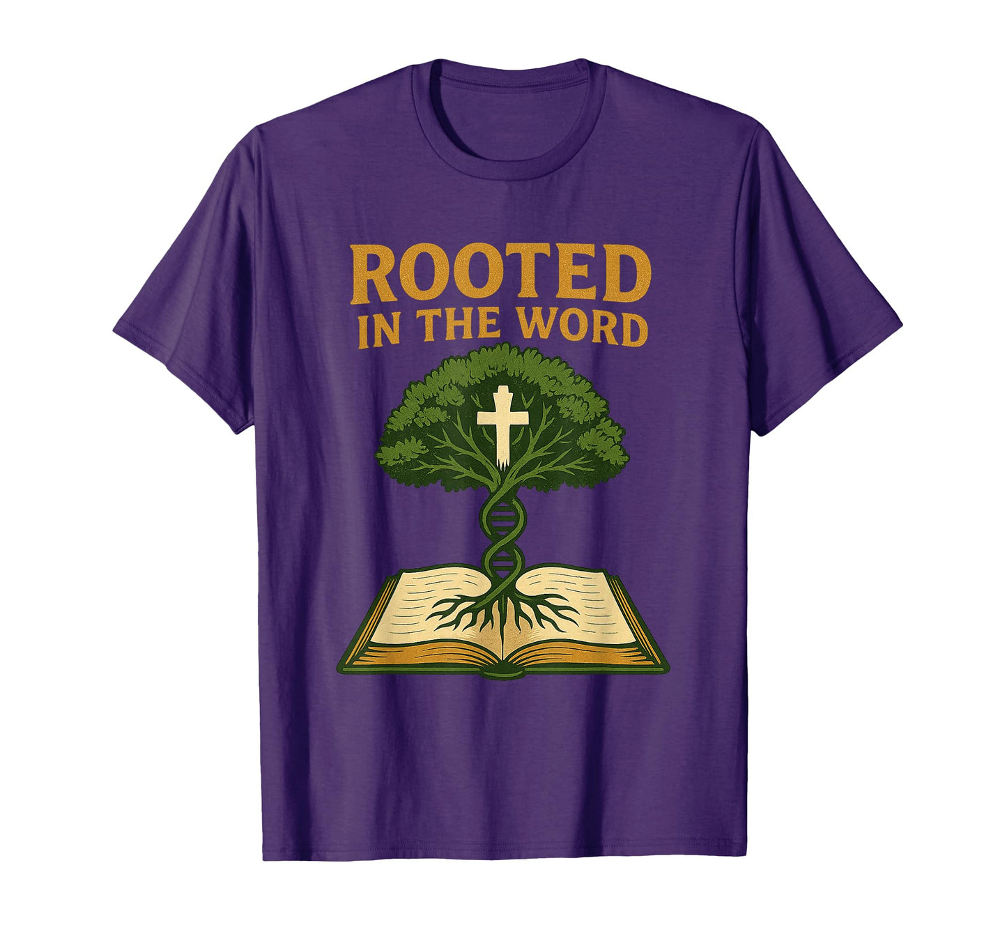 Christian Rooted in The Word Bible Tree Faith DNA T-Shirt