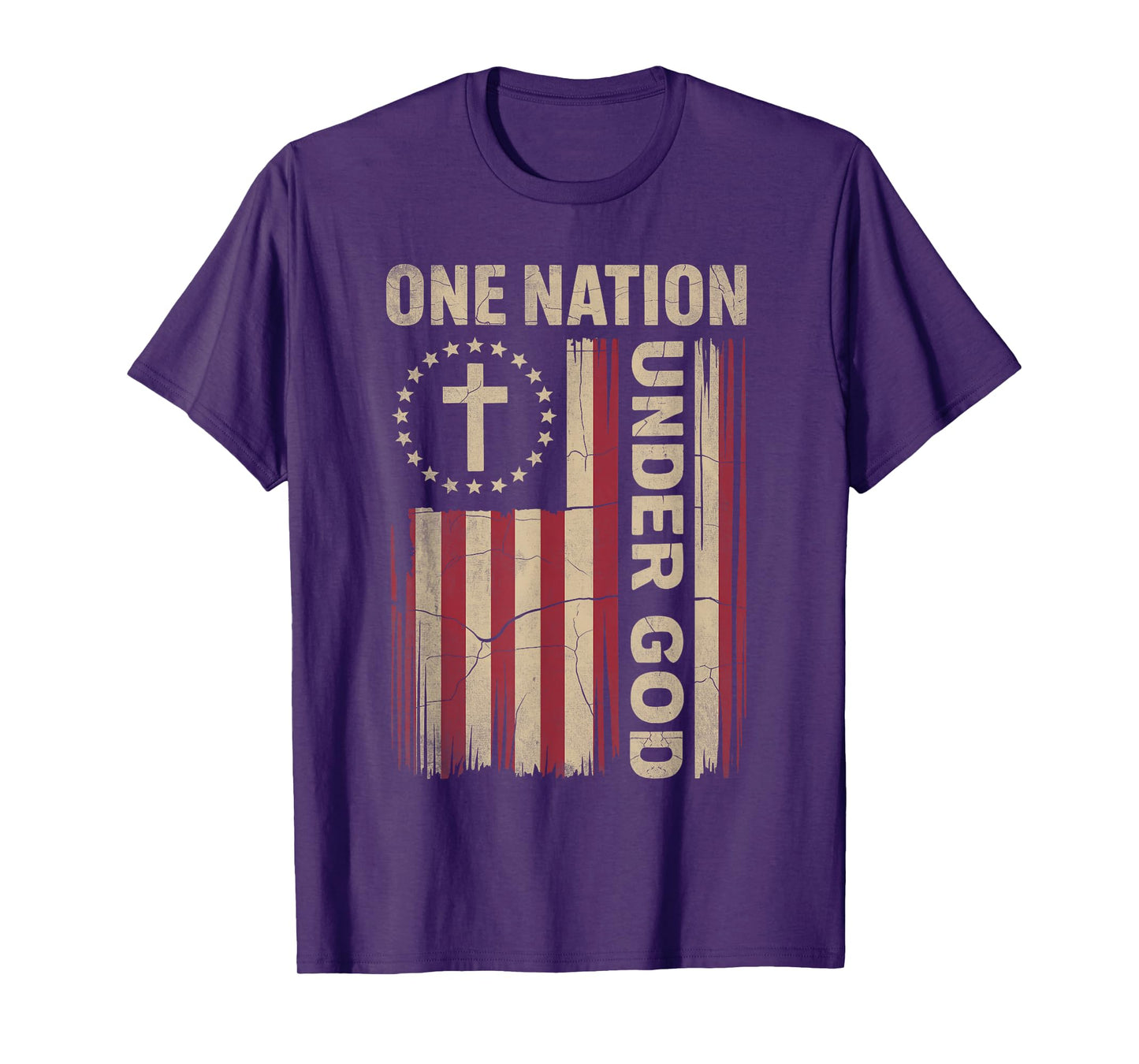 One Nation Under God Flag 4th Of July Patriotic Christian T-Shirt