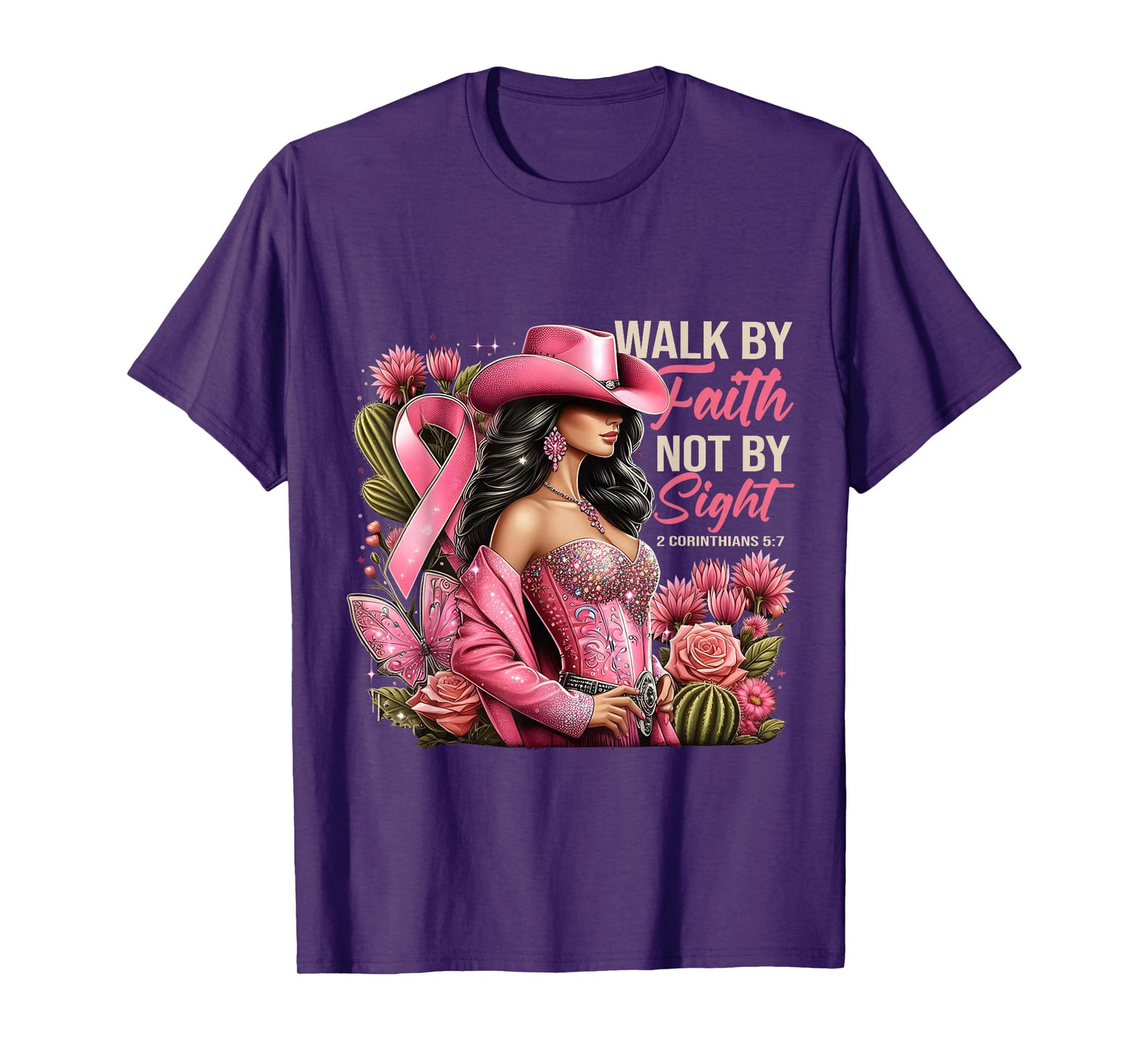 Walk by Faith Breast Cancer Awareness Cowgirl T-Shirt