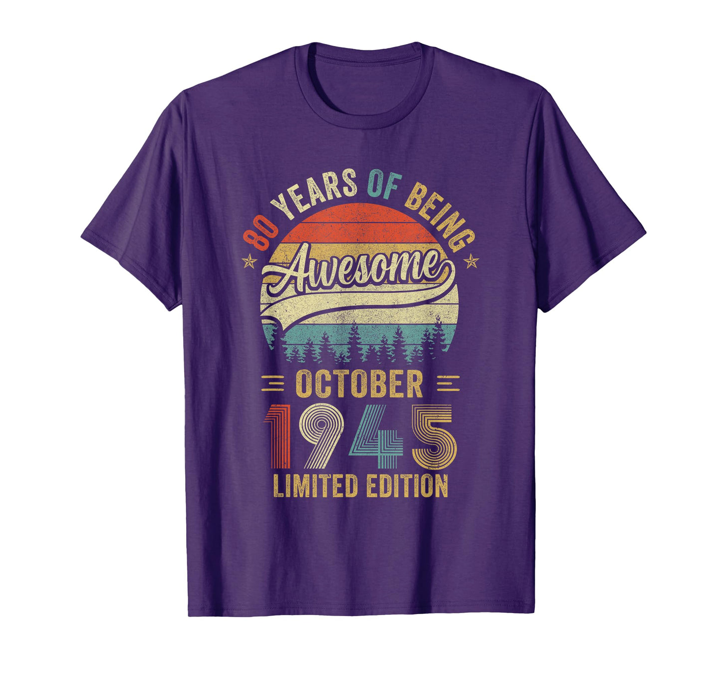 Vintage October 1945 Old 80Th Birthday Men Women T-Shirt