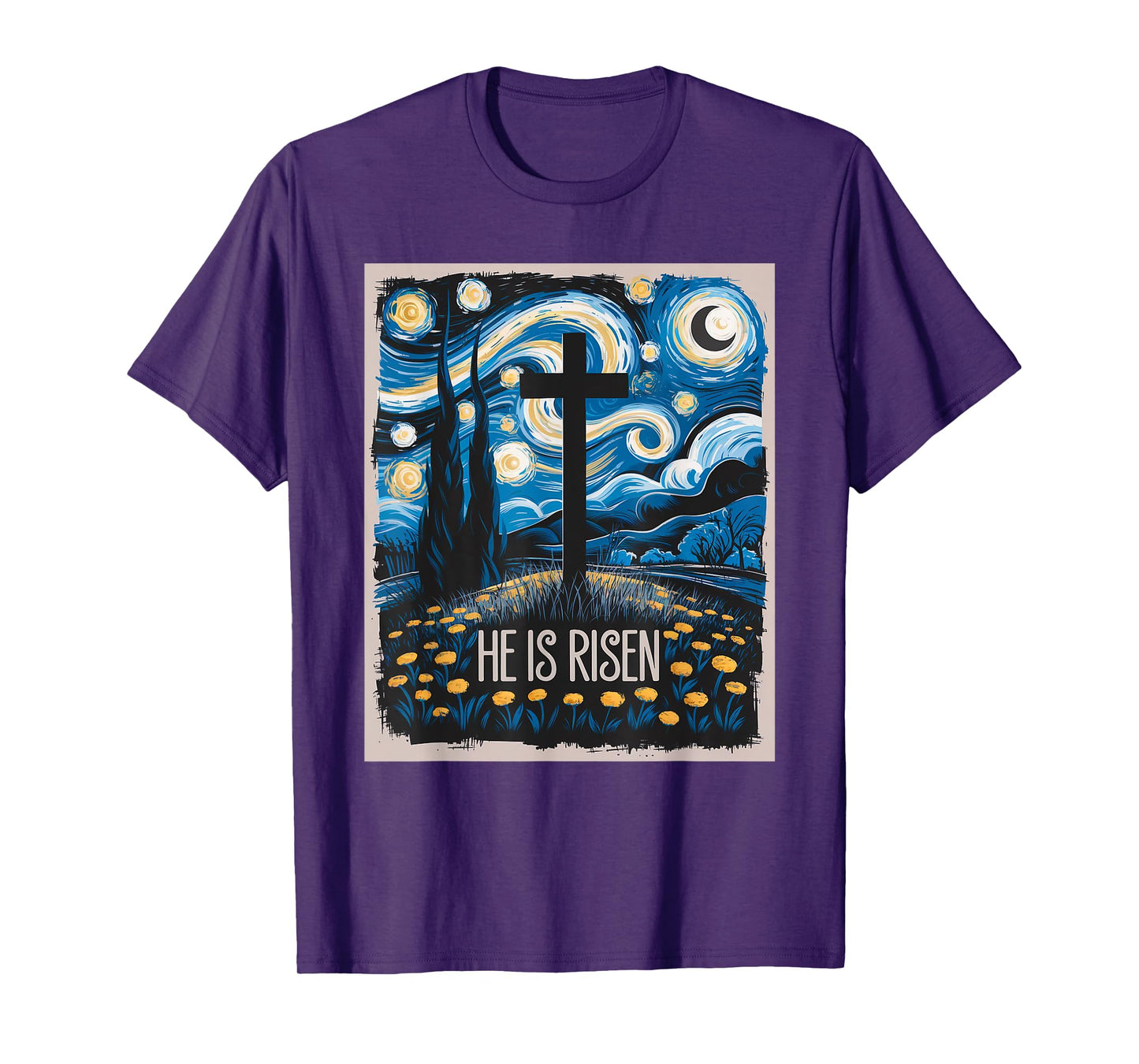 Starry Night Jesus Art Spiritual Christian Faith Easter T-Shirt