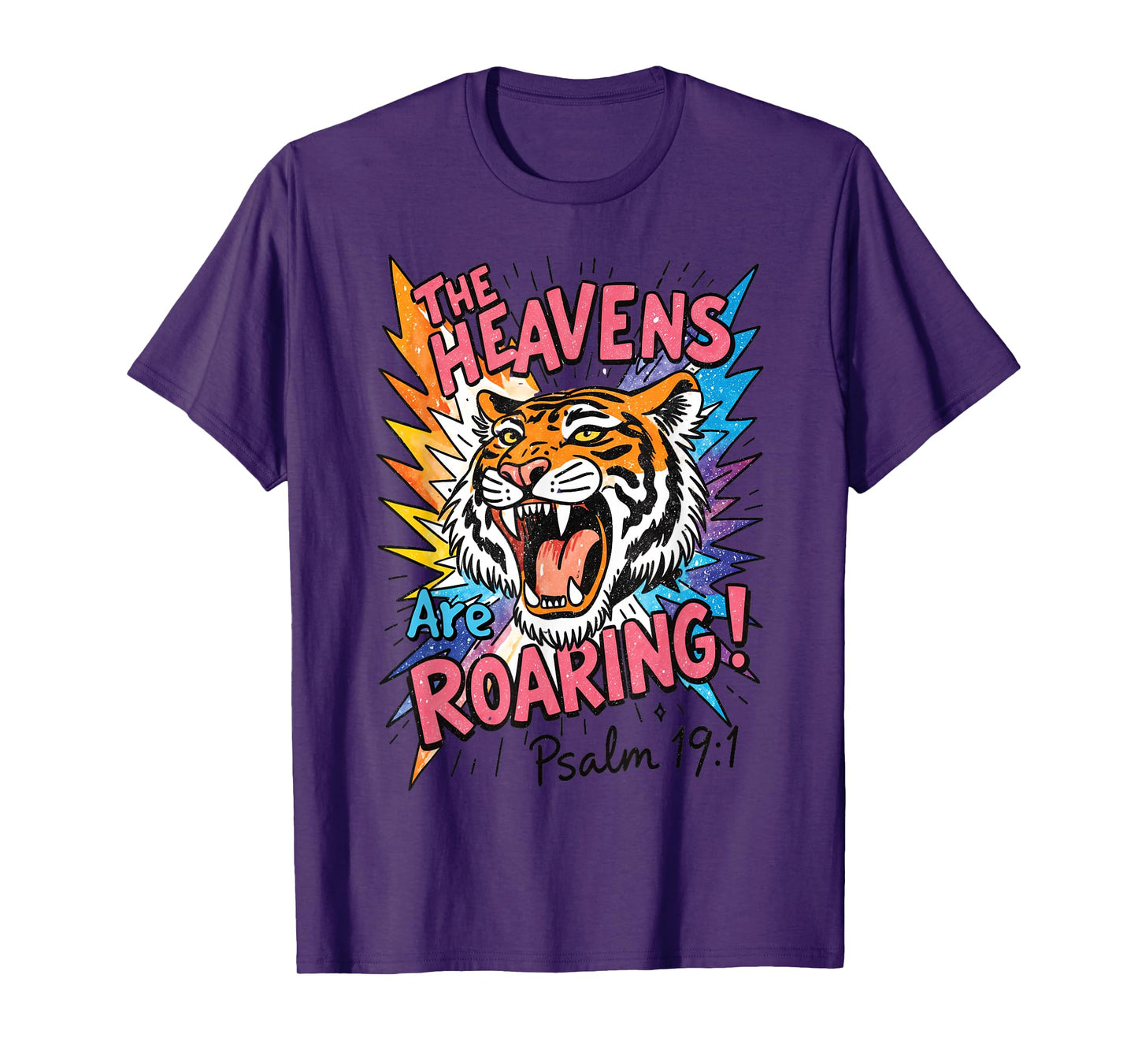 The Heavens are Roaring Tiger Vintage Art Psalm 19 1 T-Shirt