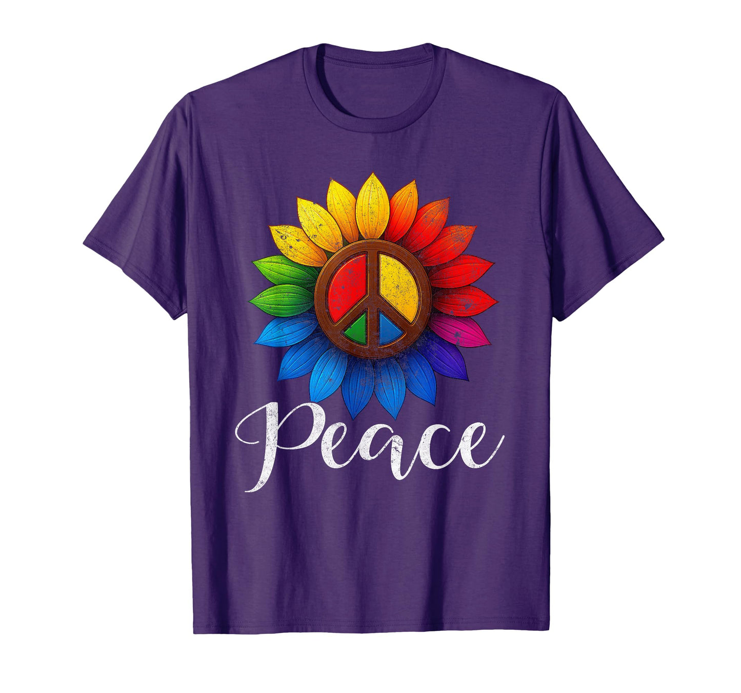Retro World Peace Day Peace Sign Sunflower Day of Peace Kids T-Shirt