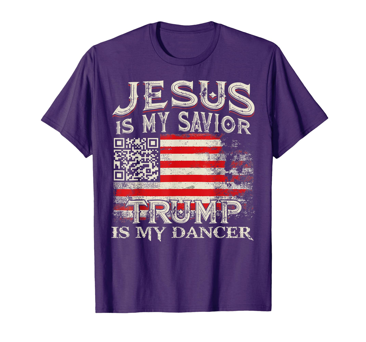 Jesus Is My Savior Trump Is My Dancer QR Trump Dancing Code T-Shirt