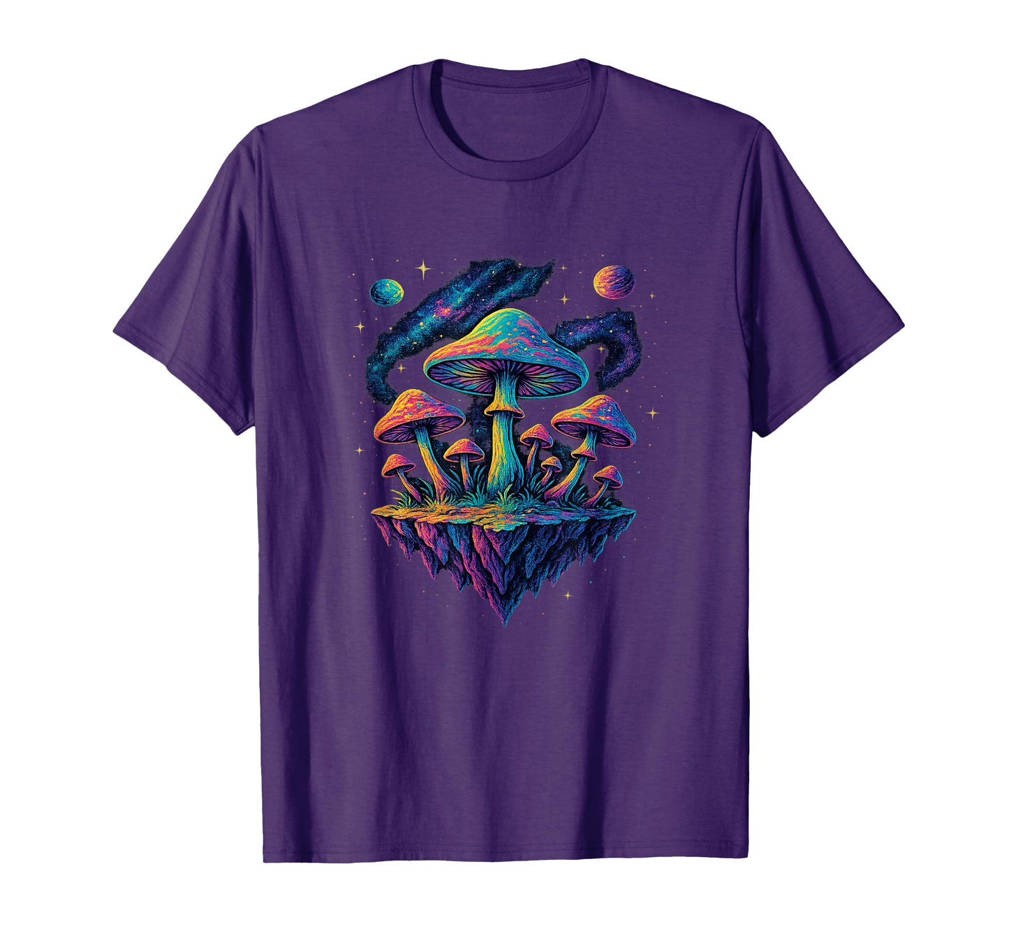 Psychedelic Celestial Cosmic Space Mushrooms Galaxy Graphic T-Shirt