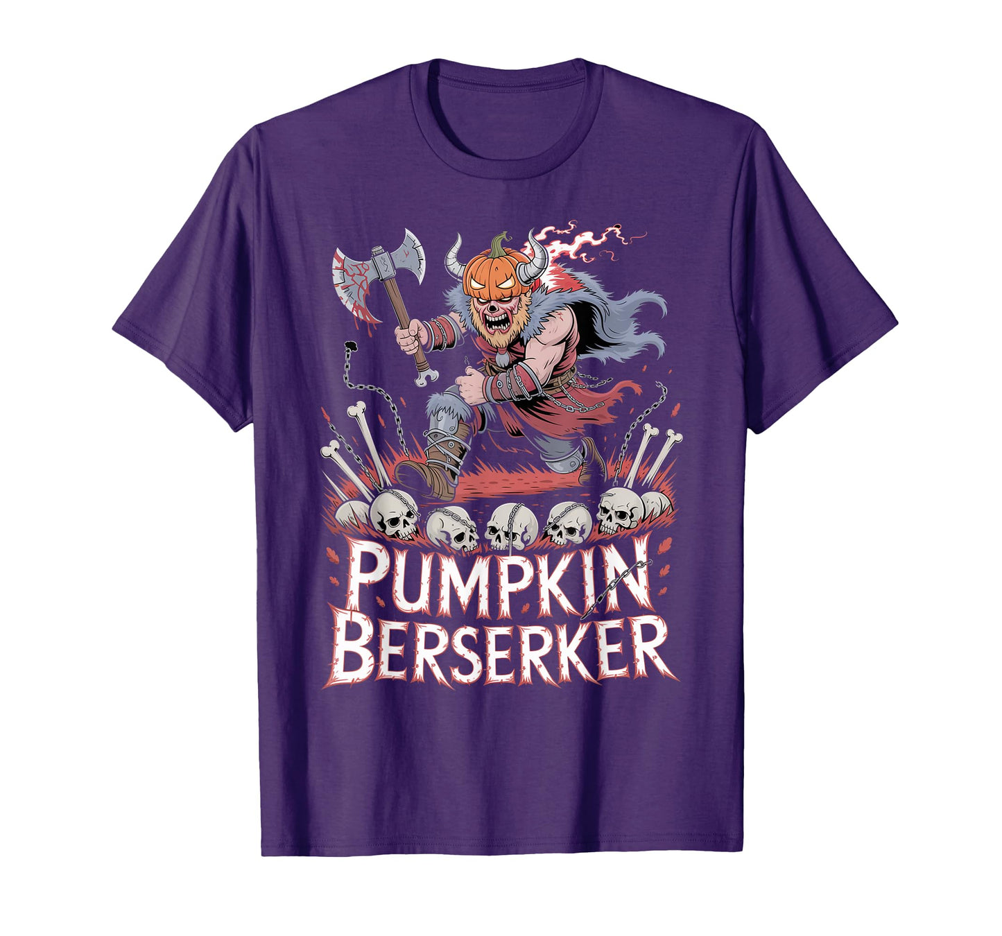 Pumpkin Head Viking Berserker - Funny Viking Halloween T-Shirt