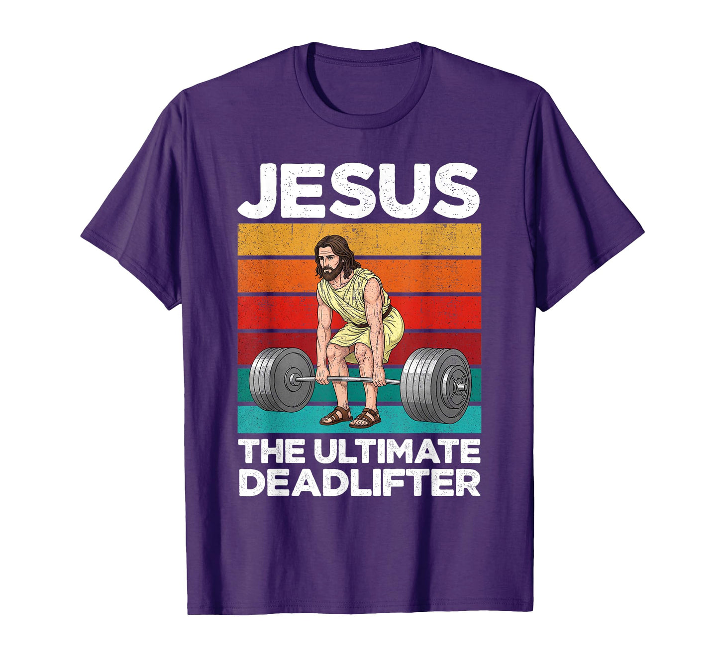 Vintage Jesus The Ultimate Deadlifter Funny Gym Bodybuliding T-Shirt