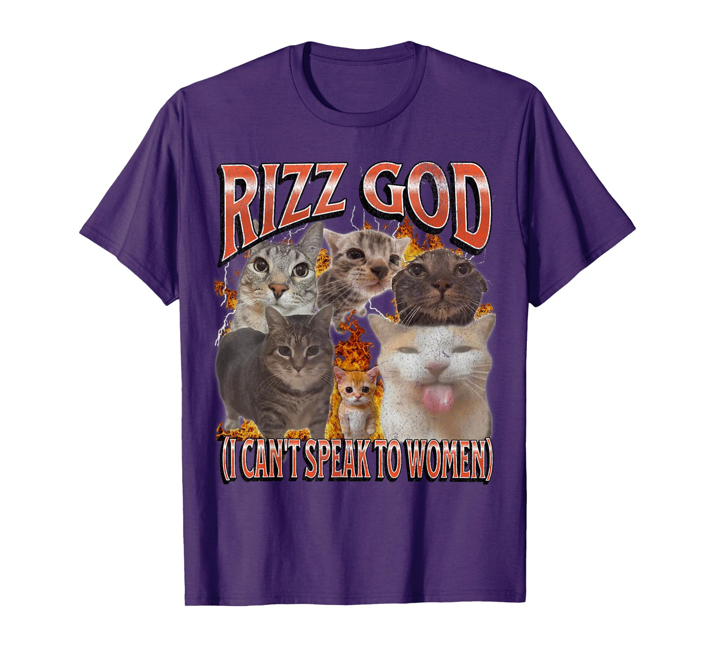 Rizz God I Can't Speak To Women Funny Cat Meme Bootleg T-Shirt