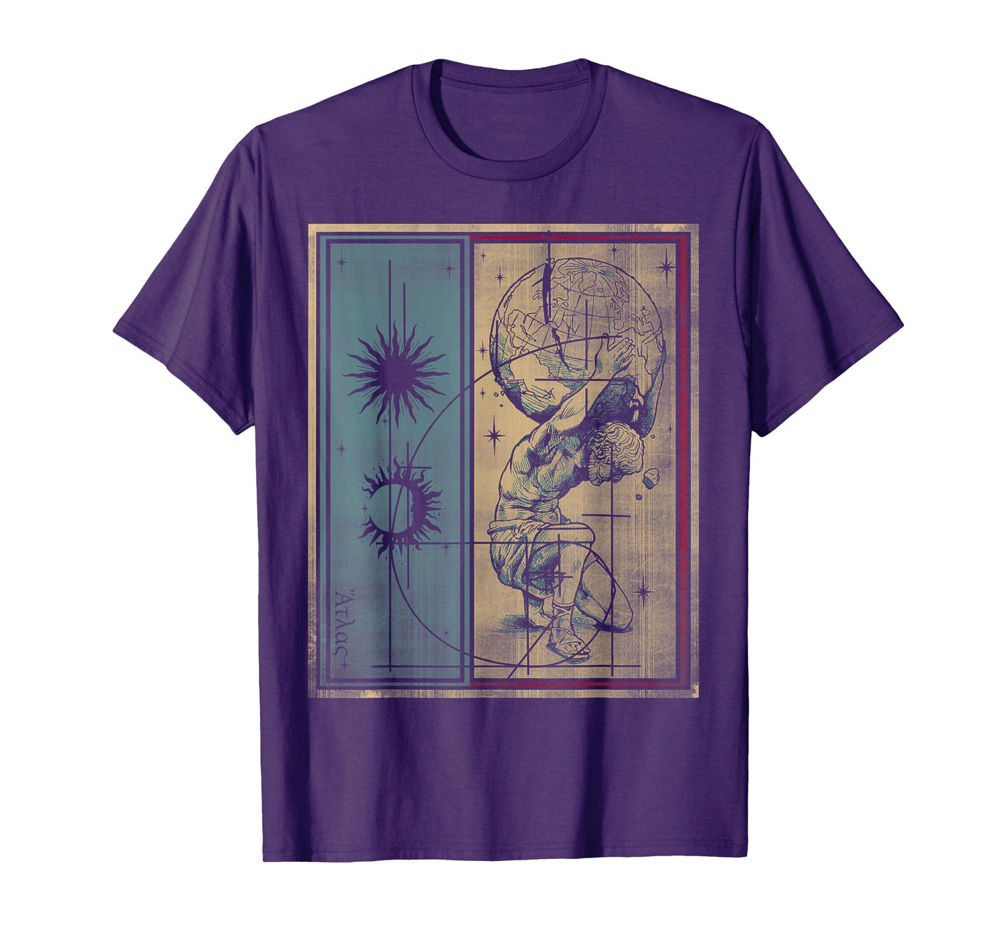 Gods and Heroes Atlas Ancient Titan Greek Mythology Vintage T-Shirt