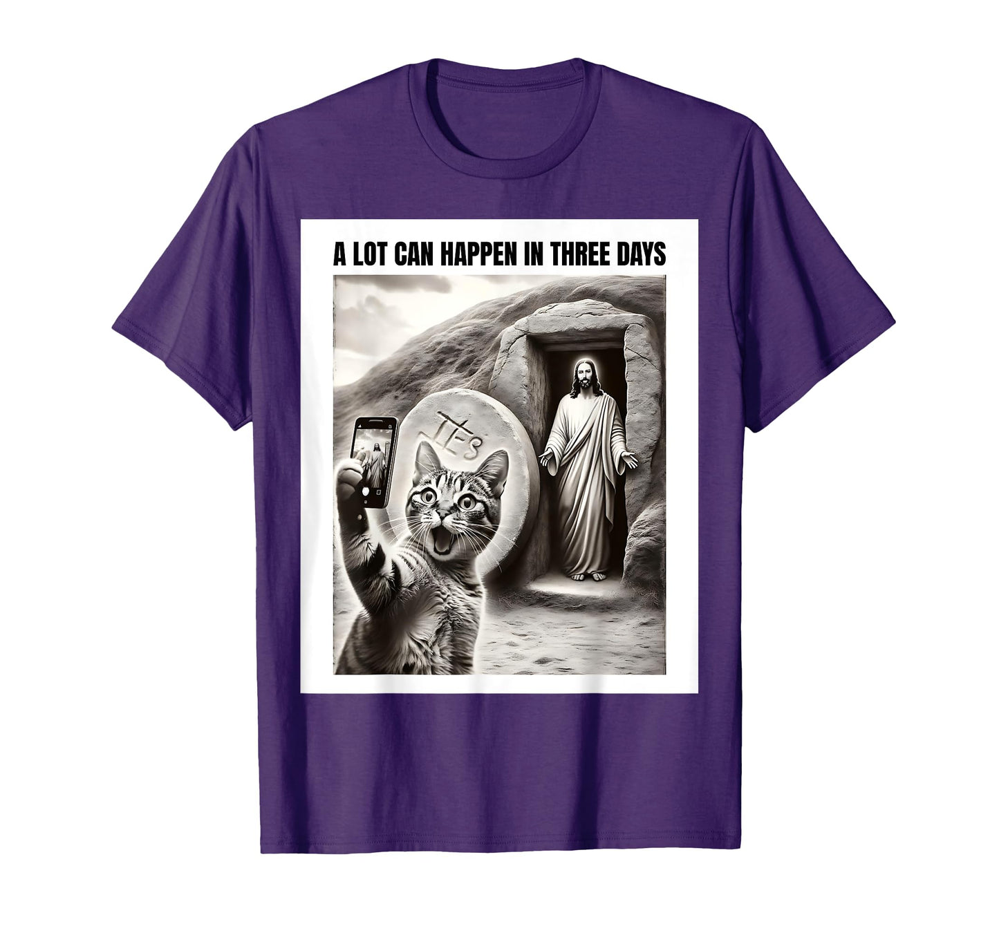 Easter Meme Cat Taking Selfie Jesus Resurrection Christian T-Shirt for Men Women Girls Kids