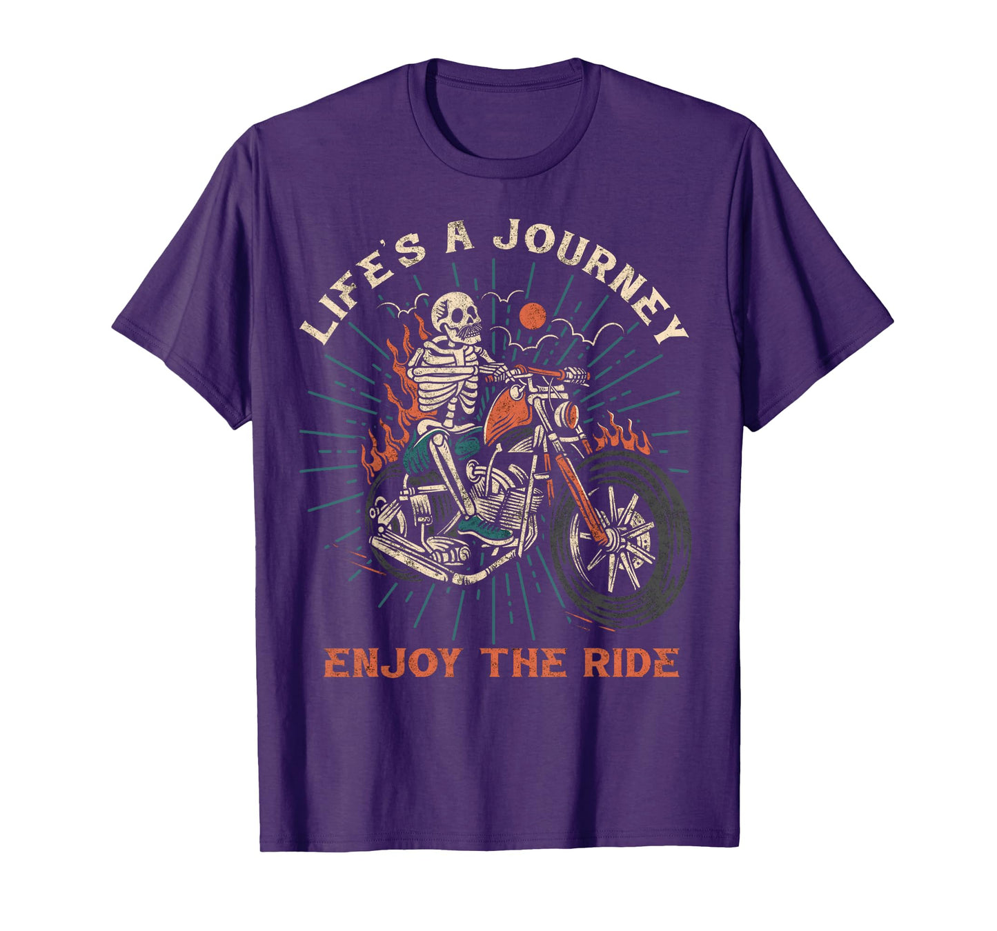 Life is a Journey Enjoy the Ride Motorcycle Biker Skeleton T-Shirt