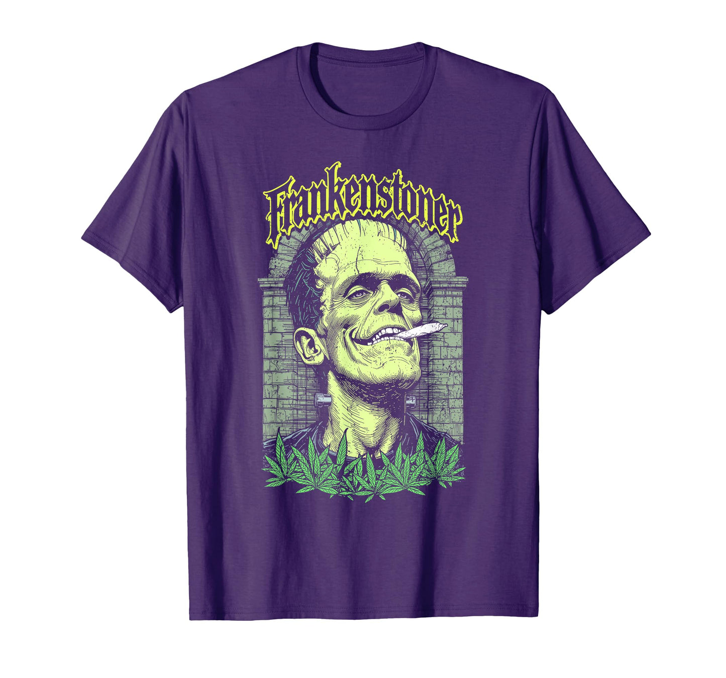 Funny Weed Frankenstein Frankenstoner Stoner Halloween 420 T-Shirt
