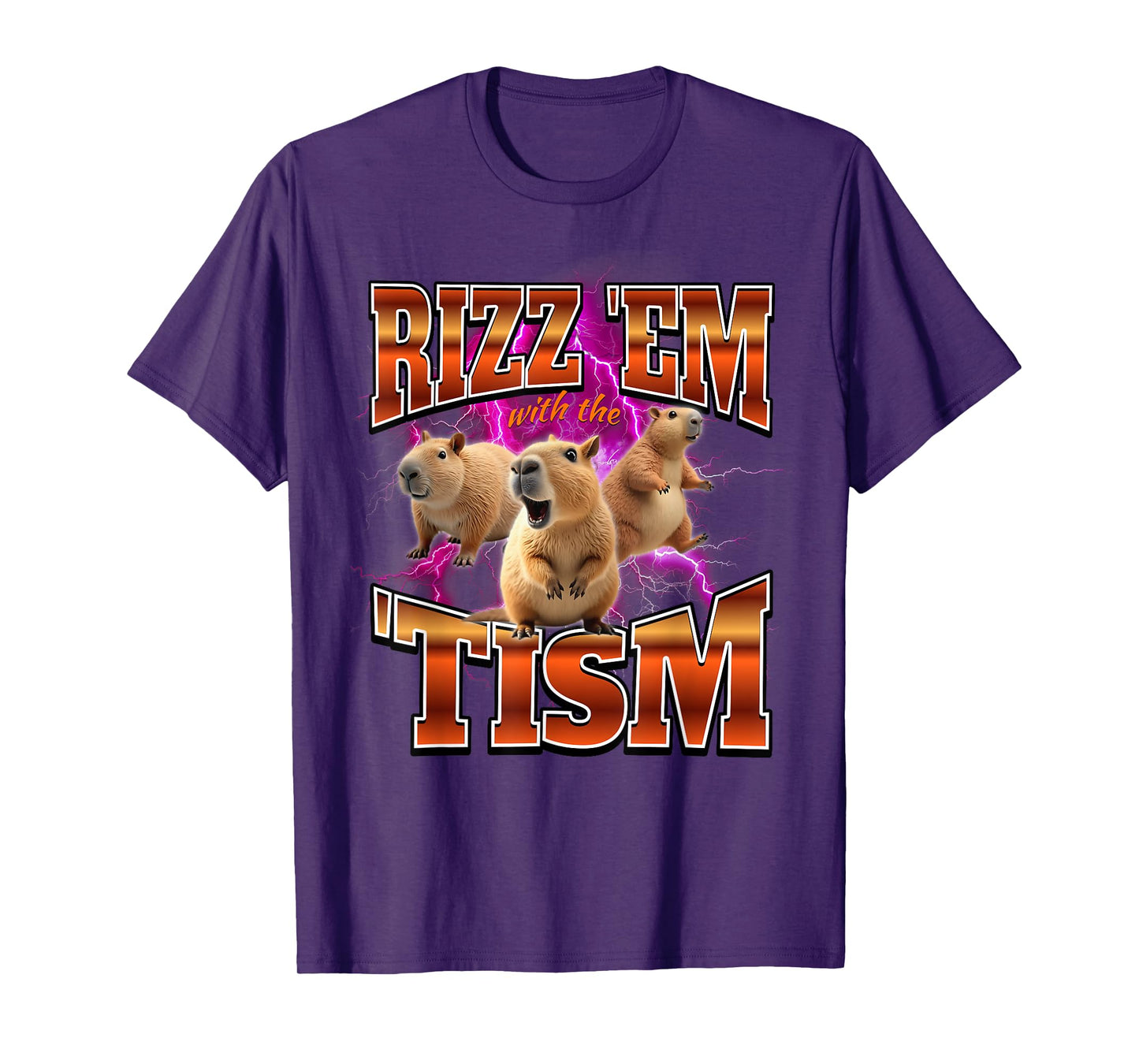 Autism Capybara Rizz Em With The Tism Brainrot Funny Meme T-Shirt