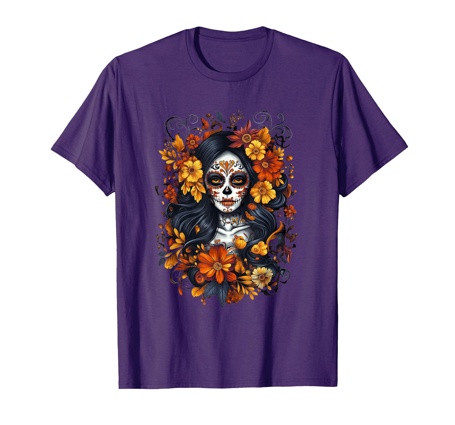 De Los Muertos La Catrina Day Of Dead Sugar Skull Halloween T-Shirt