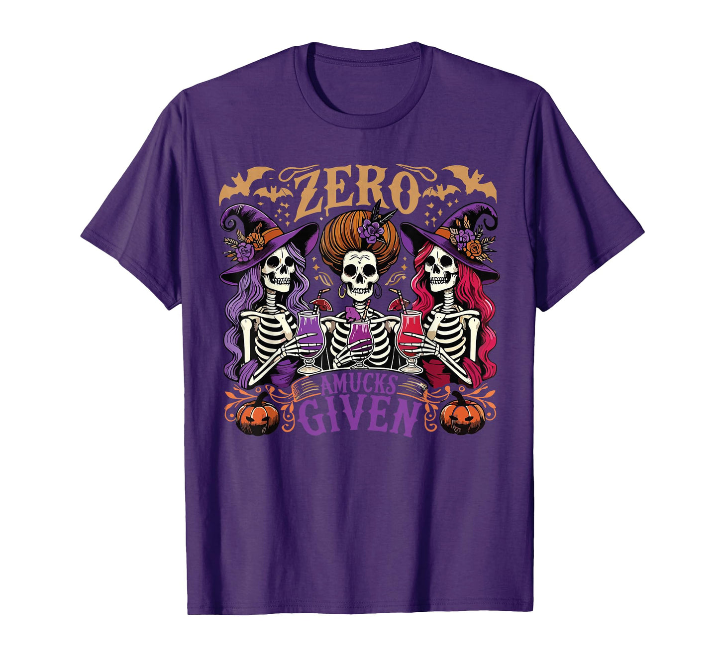 Funny Zero Amucks Given Cute Amuck With Bat Halloween Witch T-Shirt