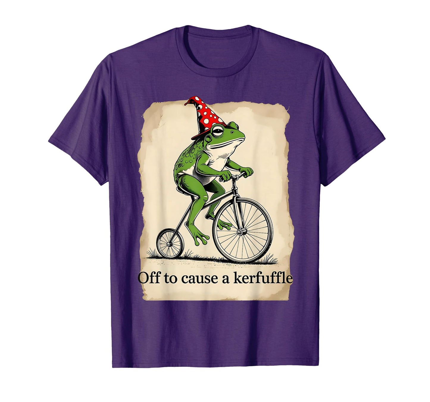 Funny Frog Riding Penny-Farthing Off to Cause a Kerfuffle T-Shirt