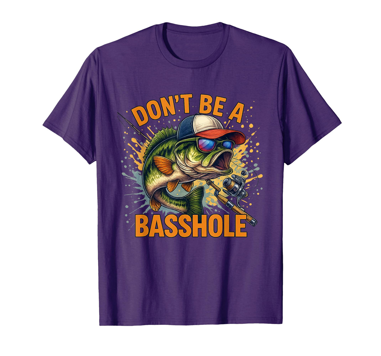 Don't Be A Basshole Bass Fish Funny Fishing Watercolor T-Shirt