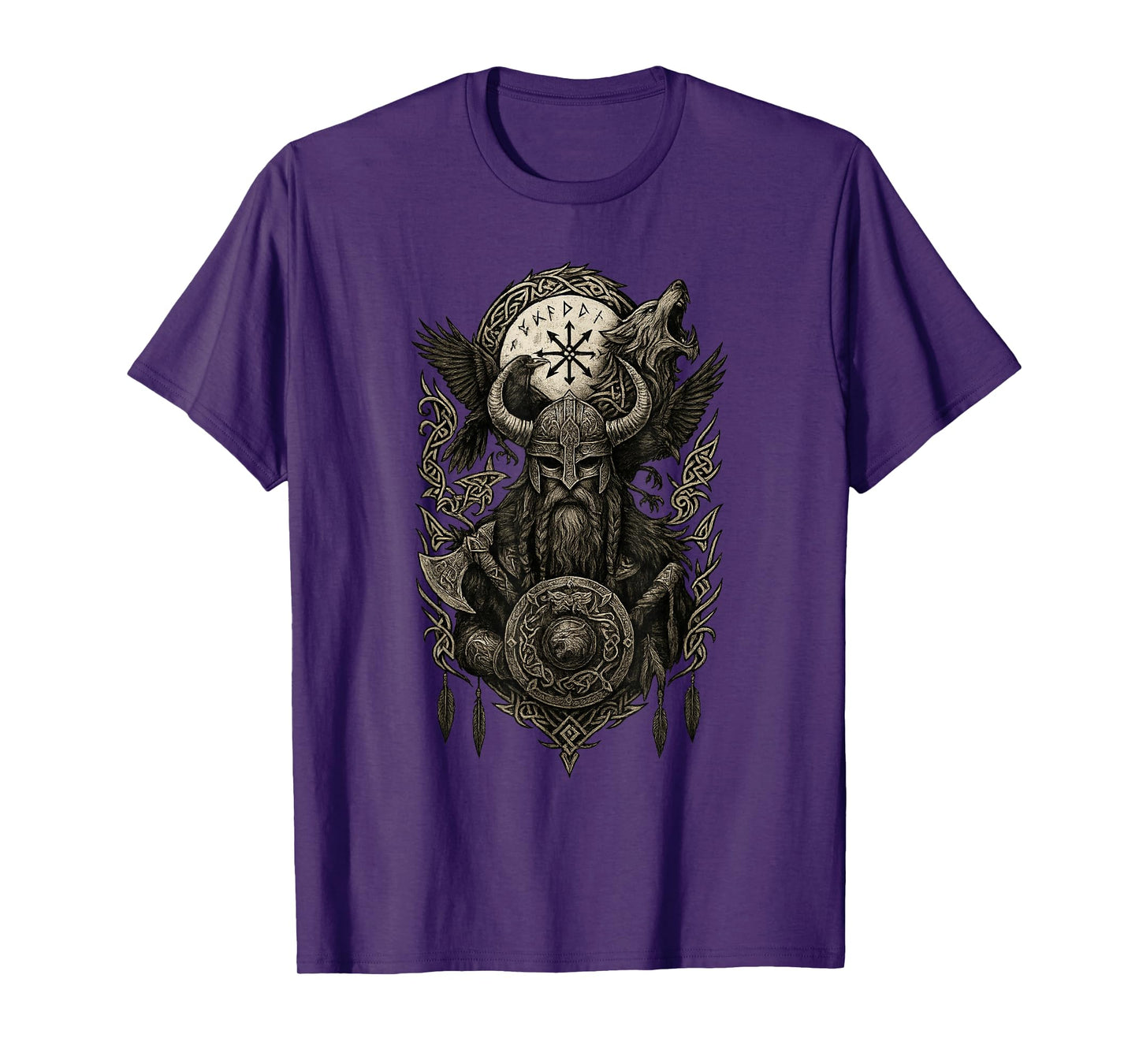 Viking Odin Hugin & Munin Vegvisir Viking Gifts Wolf T-Shirt