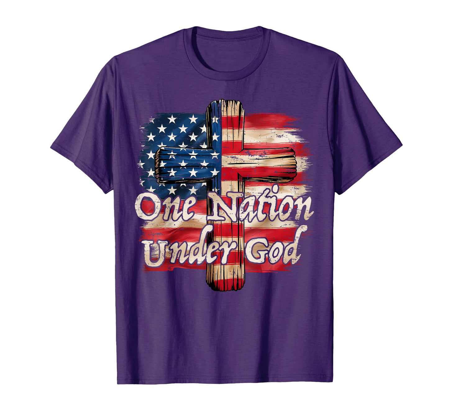 Vintage US Flag One Nation Under God 4th of July Patriotic T-Shirt