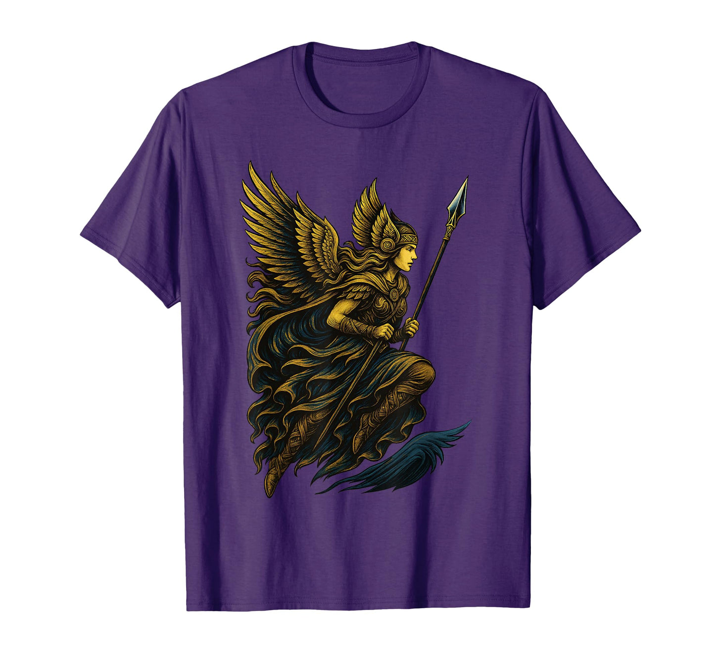 Valkyrie with Spear Winged Helm Norse Myth Viking Symbol T-Shirt