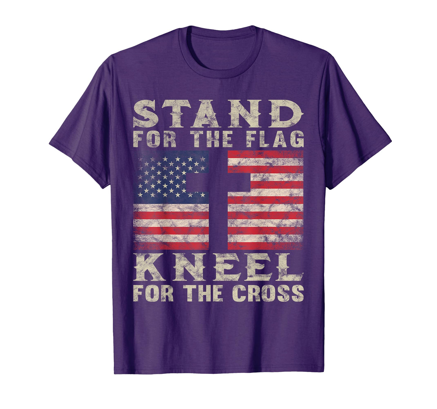 Christian Patriotic American Flag Stand Flag Kneel Cross T-Shirt