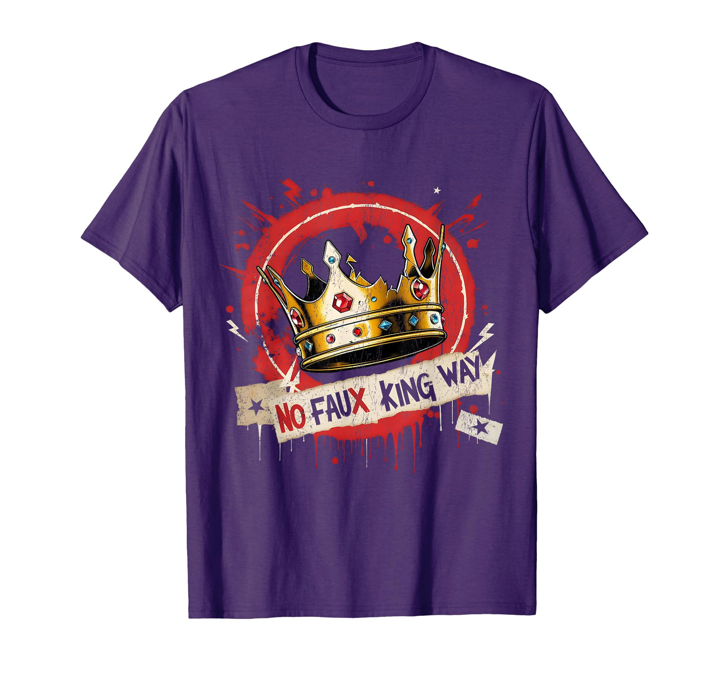 No Faux King Way Funny Retro Flowers Crown Art T-Shirt