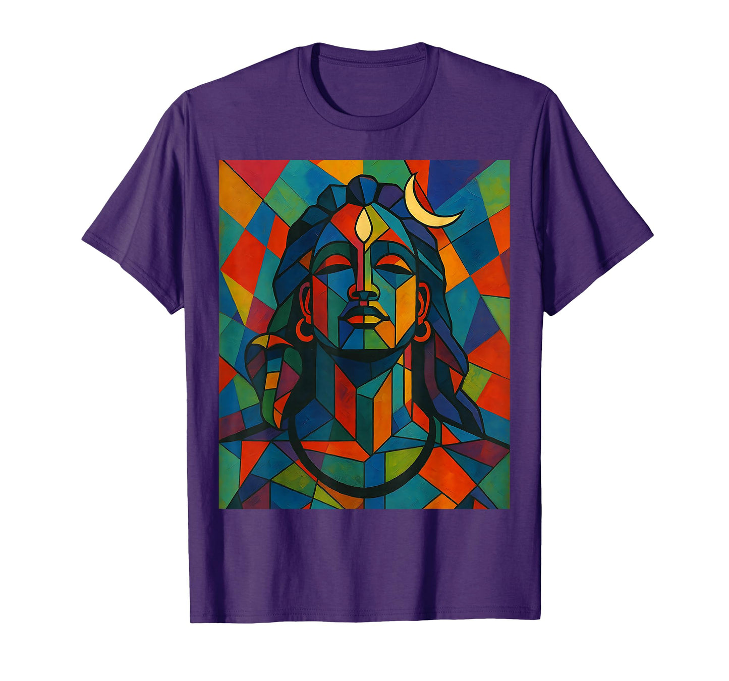 Adiyogi Shiva Modern Cubist Stained Glass Style God of Yoga T-Shirt
